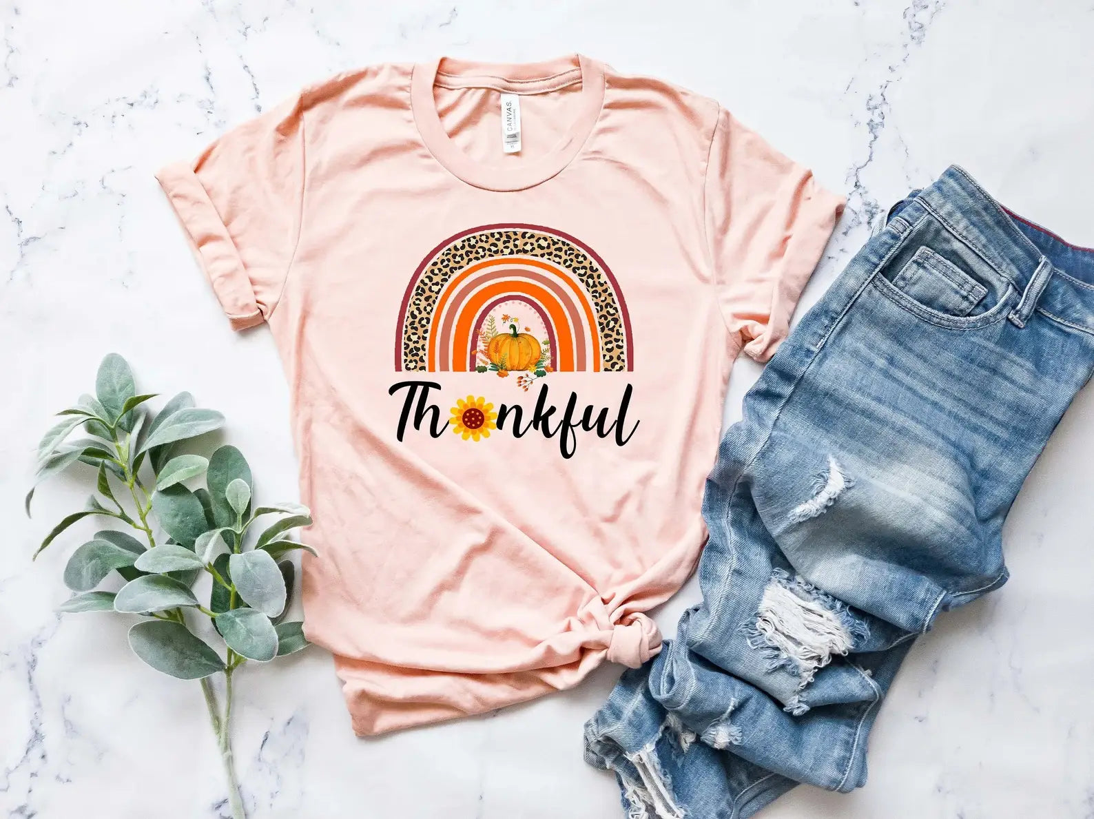Thankful Rainbow Pumpkin T-Shirt Hoodie, Sweatshirt | PodTeesHub.com