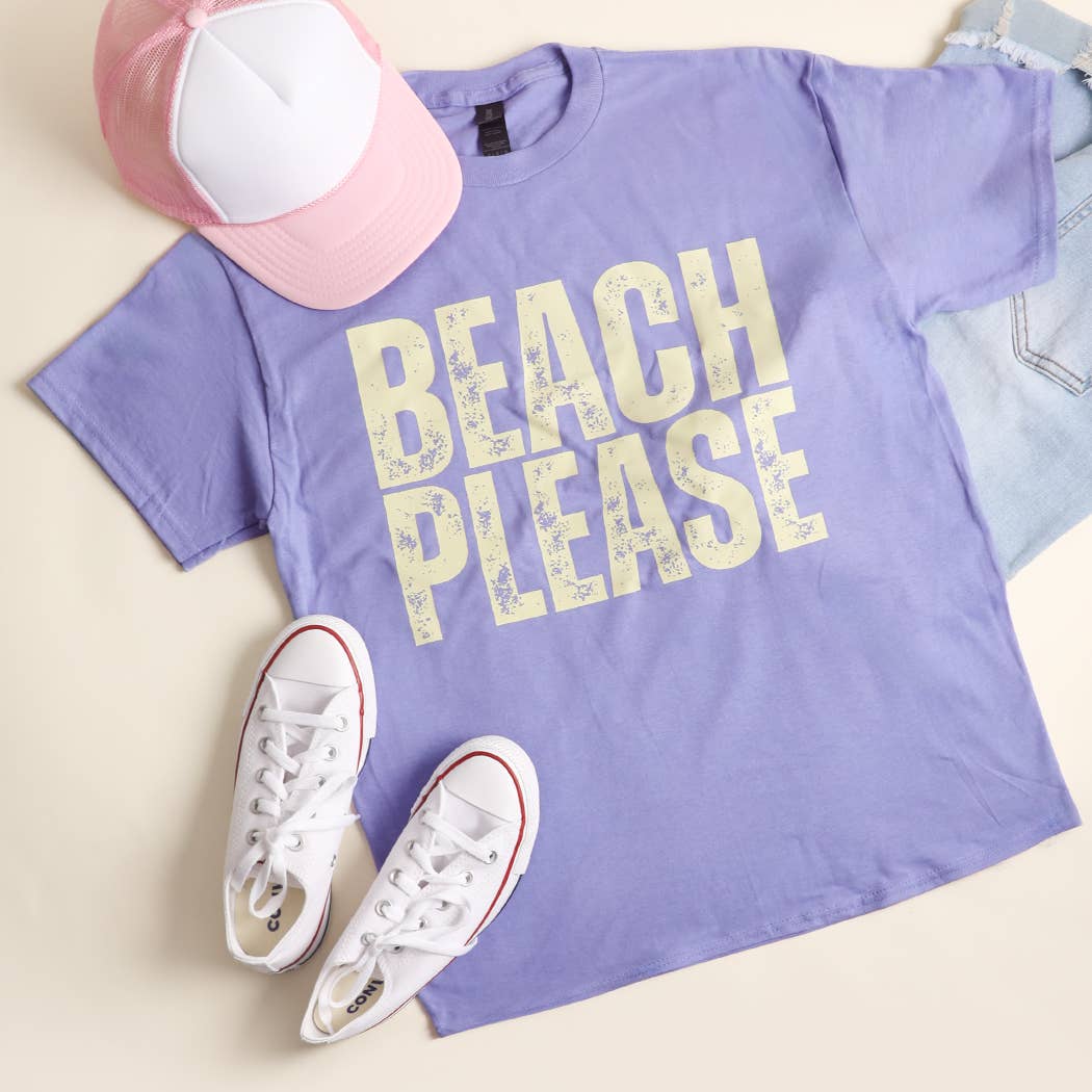 Beach Please Distressed Heavy Cotton Graphic T-Shirt Hoodie, Sweatshirt | PodTeesHub.com