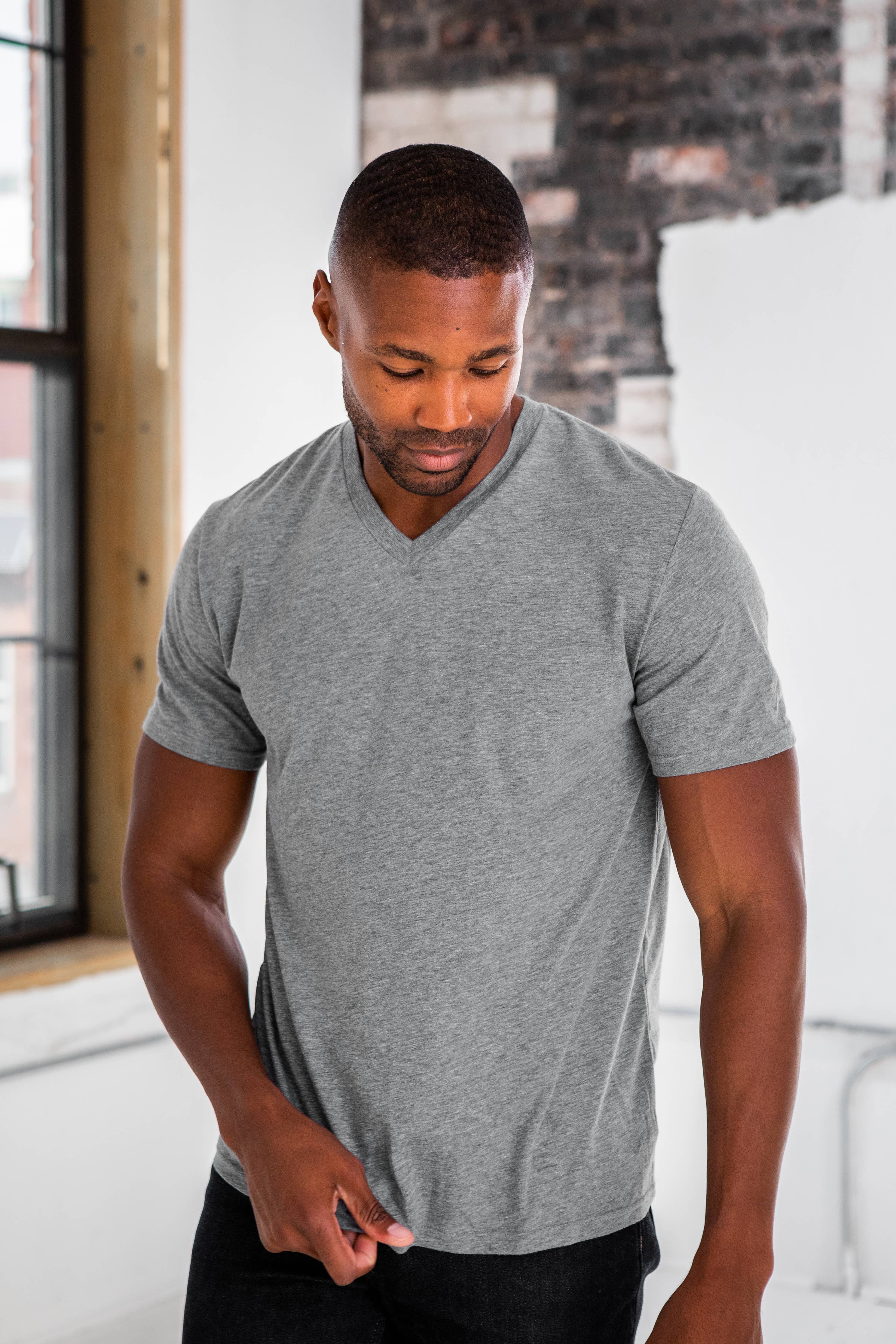 Unisex Eco-Triblend Short Sleeve V-Neck Tee Hoodie, Sweatshirt | PodTeesHub.com