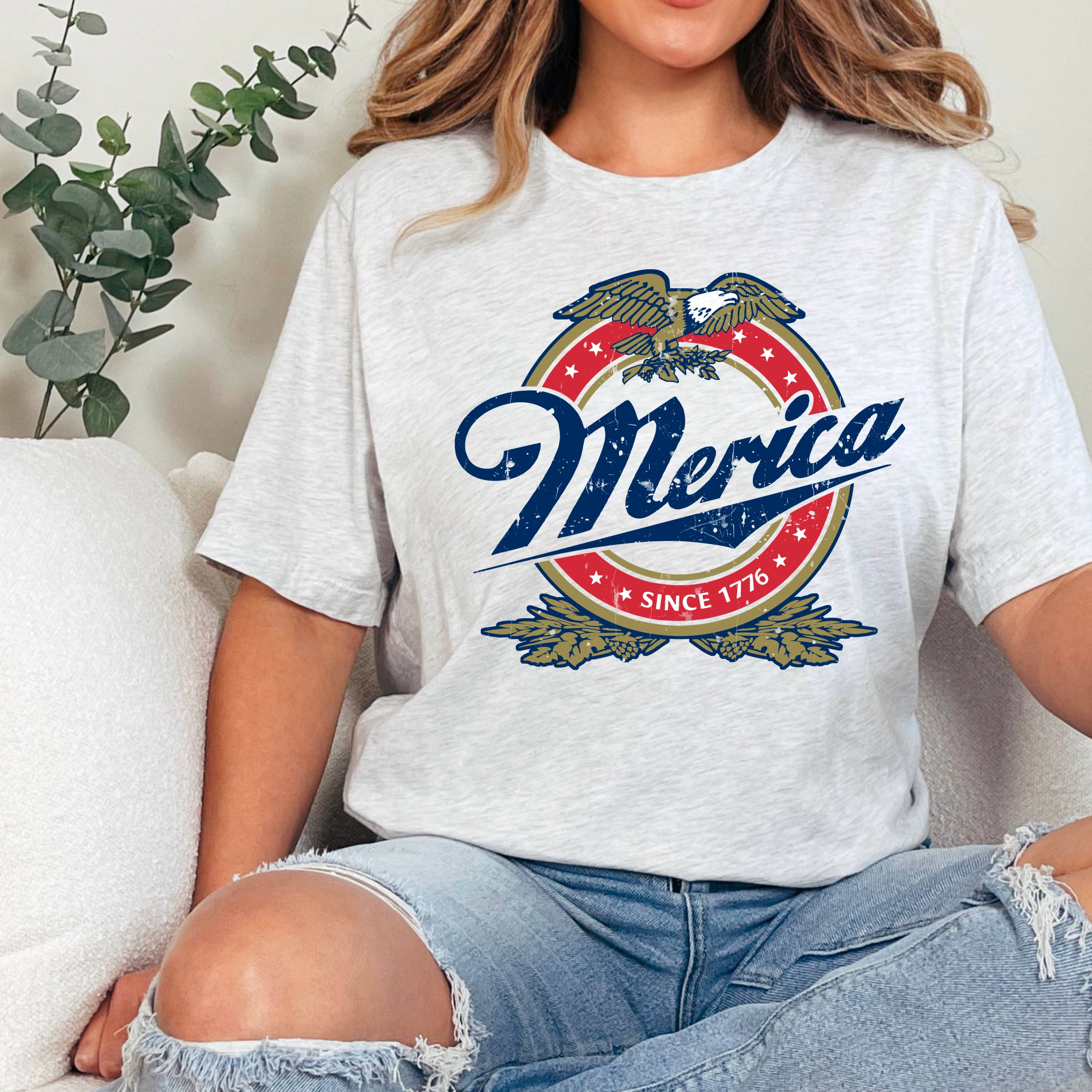 Merica July 4th Graphic Tee | Gildan Hoodie, Sweatshirt | PodTeesHub.com