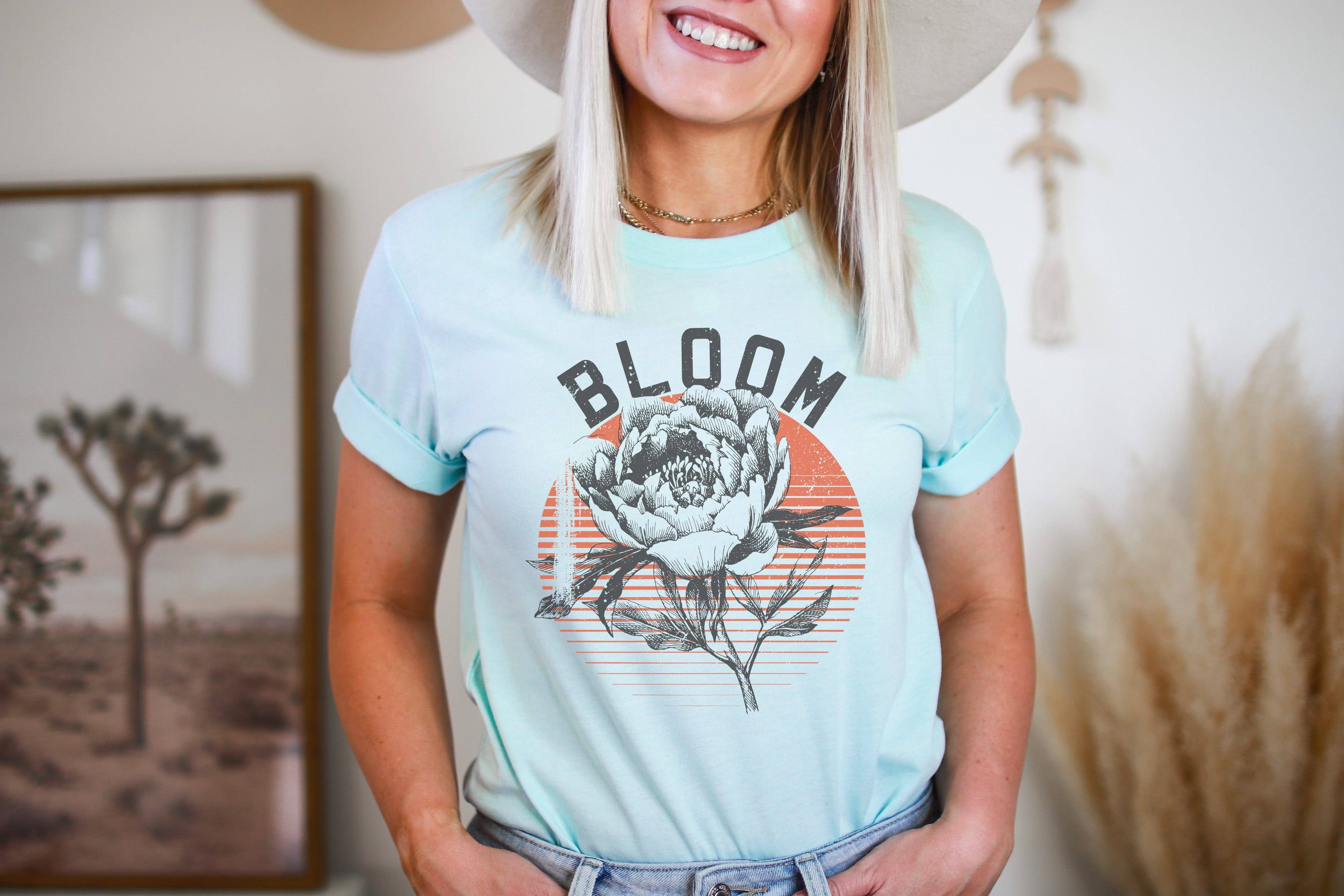 Retro Bloom Tee | Graphic Tees | Botanical Women's Floral Hoodie, Sweatshirt | PodTeesHub.com