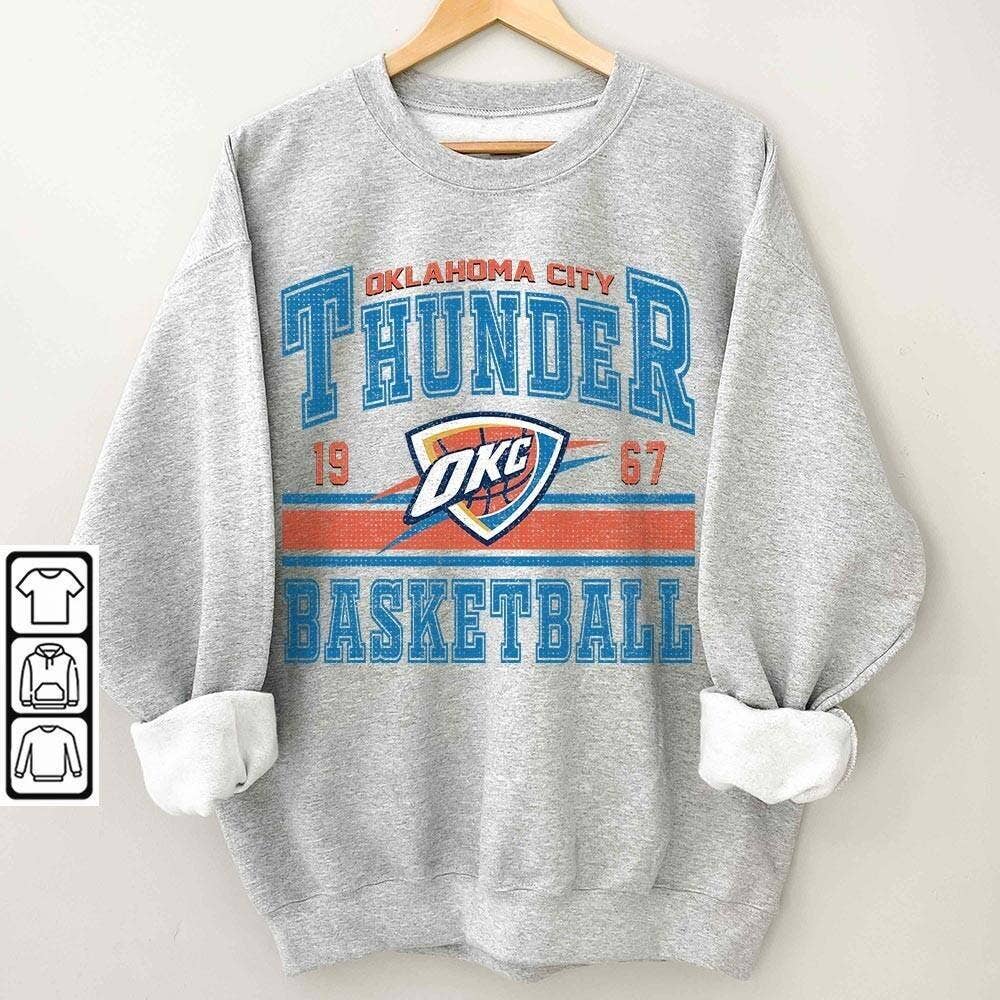 Vintage Oklahoma City Basketball Thunder Retro Tee Hoodie, Sweatshirt | PodTeesHub.com
