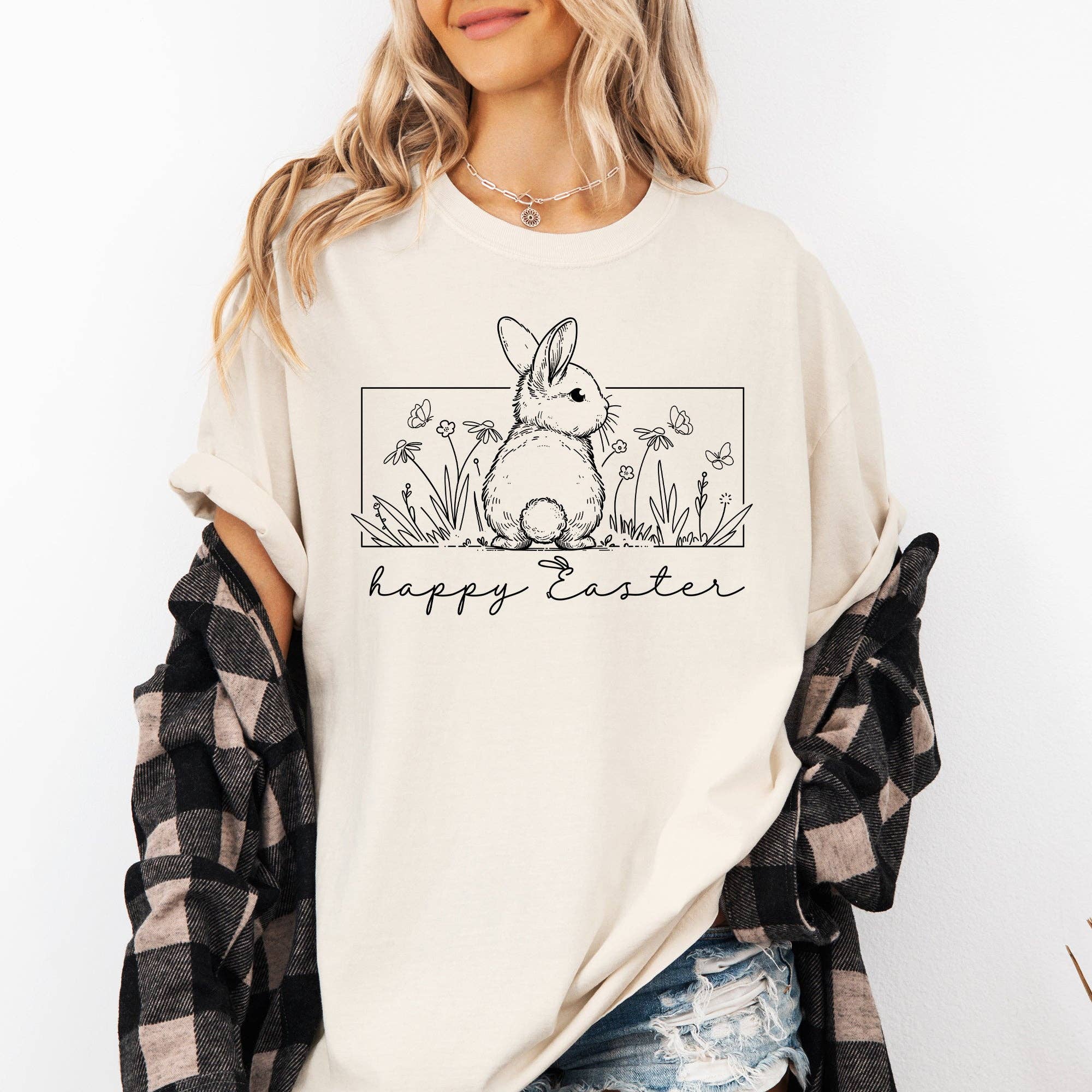Happy Easter, Minimal, Easter, Bunny, Jesus, Rabbit Tshirt Hoodie, Sweatshirt | PodTeesHub.com