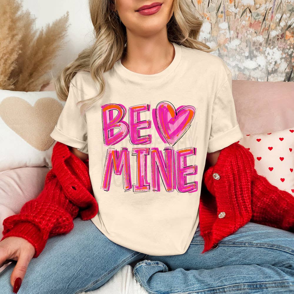 Be Mine Painted Soft Cream Tee Hoodie, Sweatshirt | PodTeesHub.com