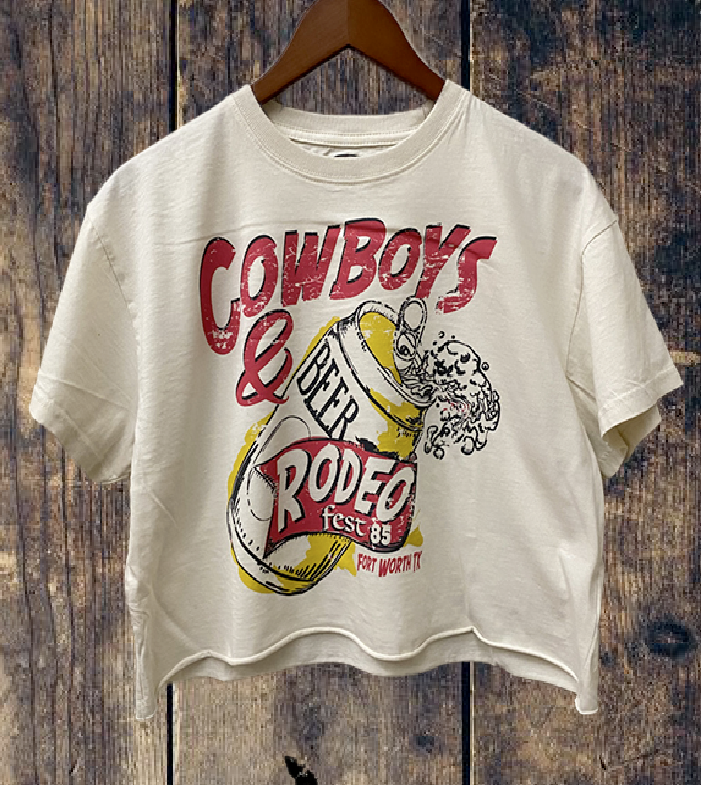 Cowboys and Beer Fort Worth Rodeo Relaxed Crop T-Shirt Hoodie, Sweatshirt | PodTeesHub.com