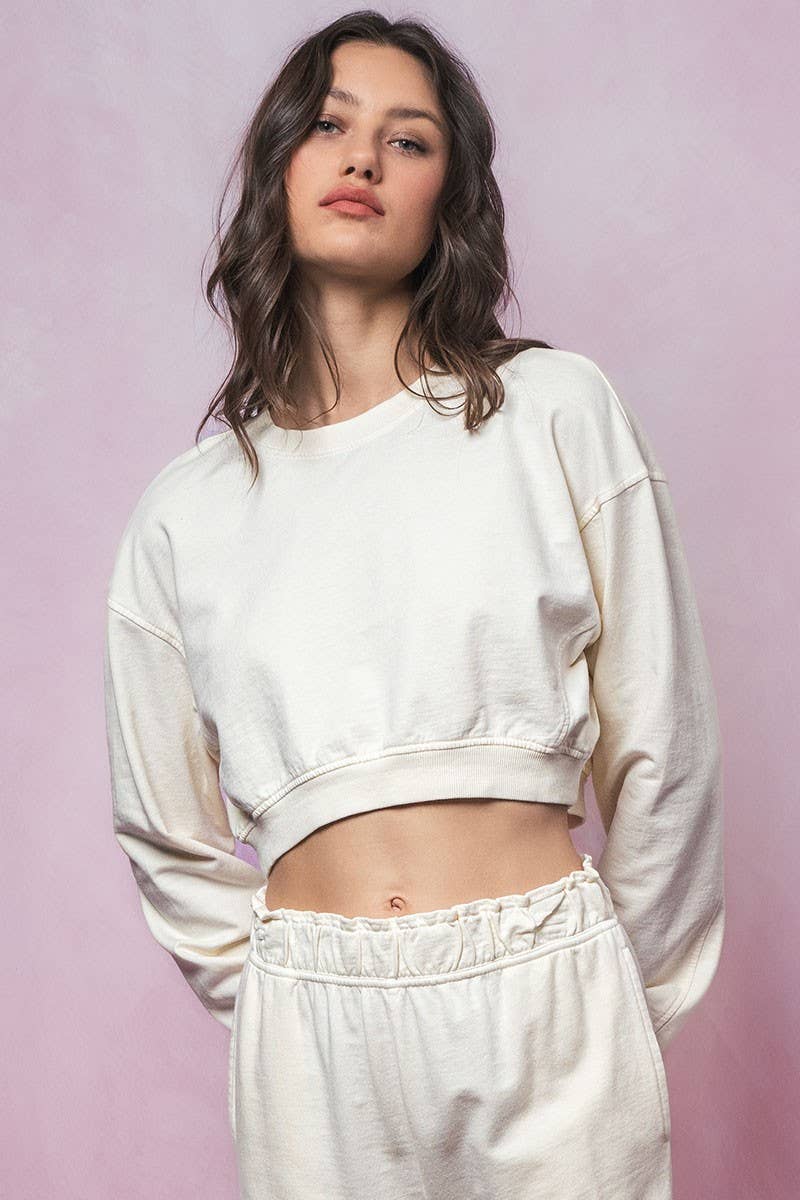 Mineral Wash Mock Neck Crop Sweatshirt T-Shirts, Hoodie | PodTeesHub.com