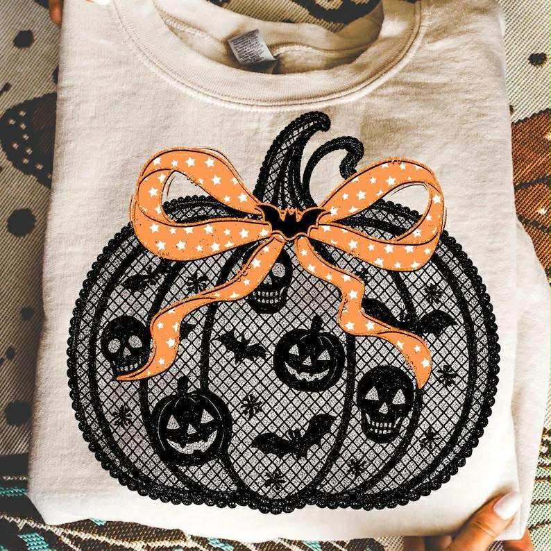 Faux Lace Pumpkin Sweatshirt T-Shirts, Hoodie | PodTeesHub.com
