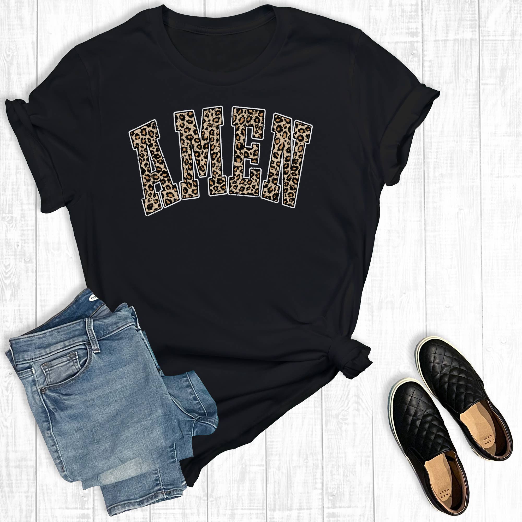 Christian Leopard Amen Graphic Tee Hoodie, Sweatshirt | PodTeesHub.com
