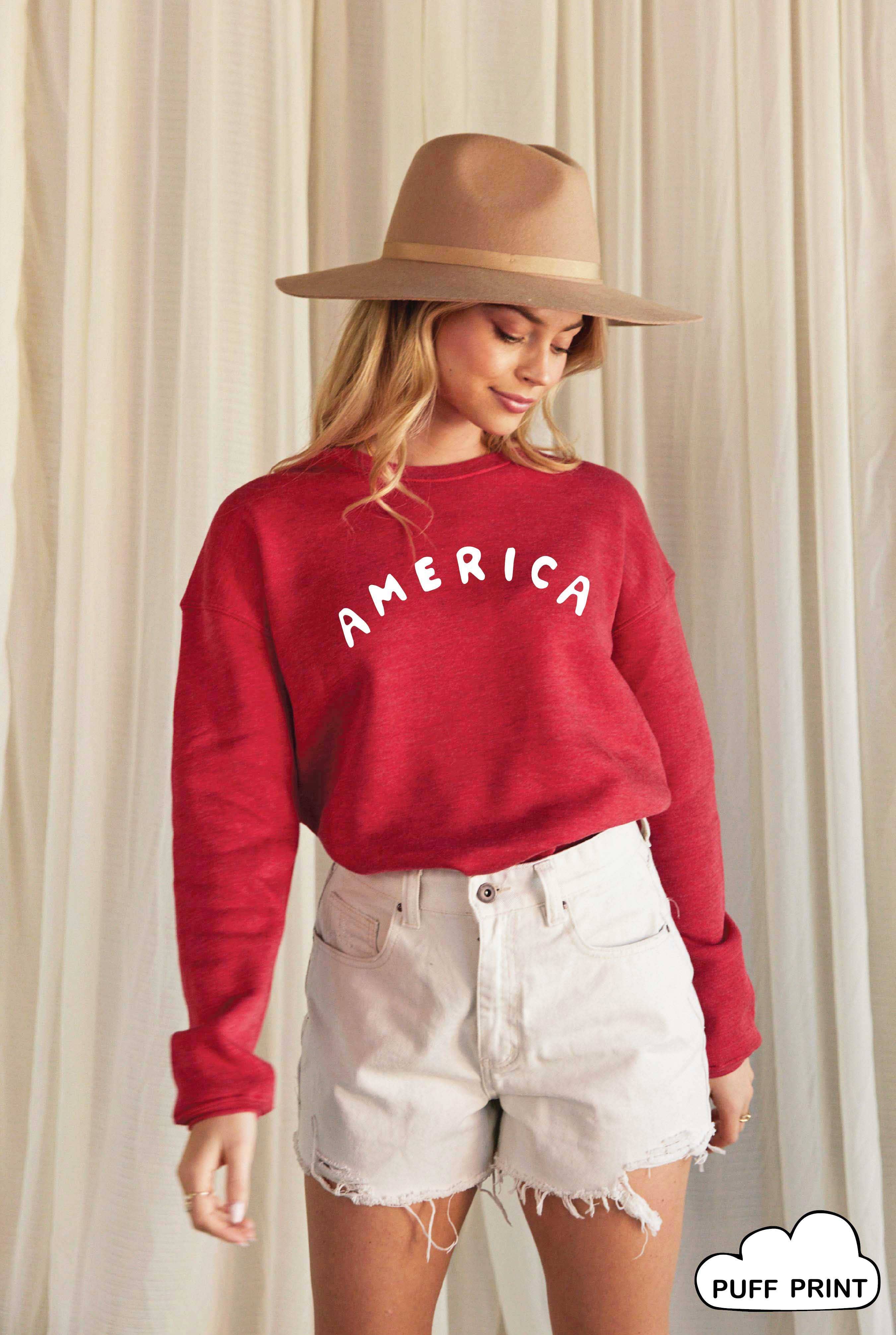 America Puff Print Graphic Sweatshirt T-Shirts, Hoodie | PodTeesHub.com