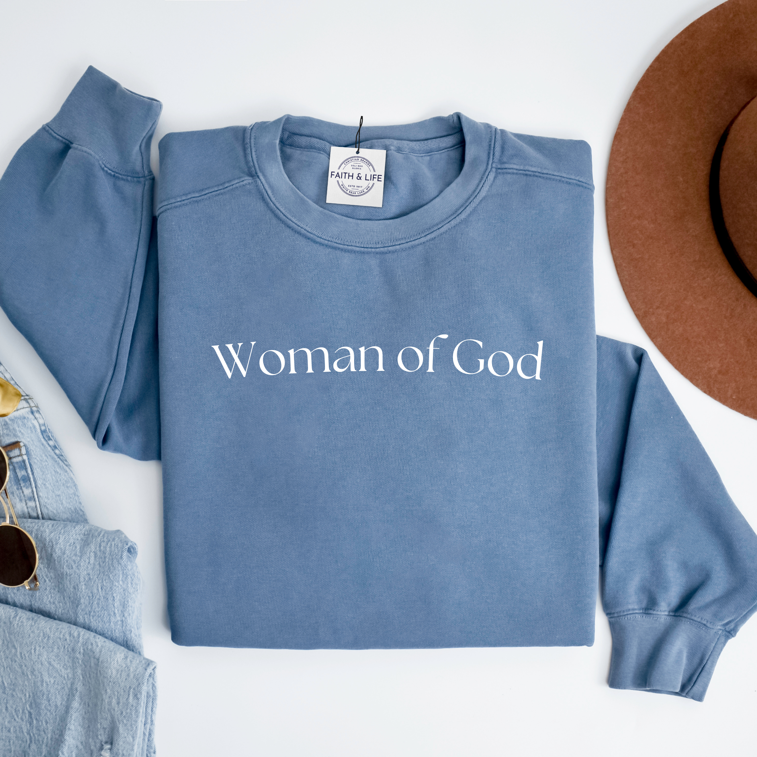 Woman of God Comfy Lightweight Crewneck Valentine Sweatshirt T-Shirts, Hoodie | PodTeesHub.com