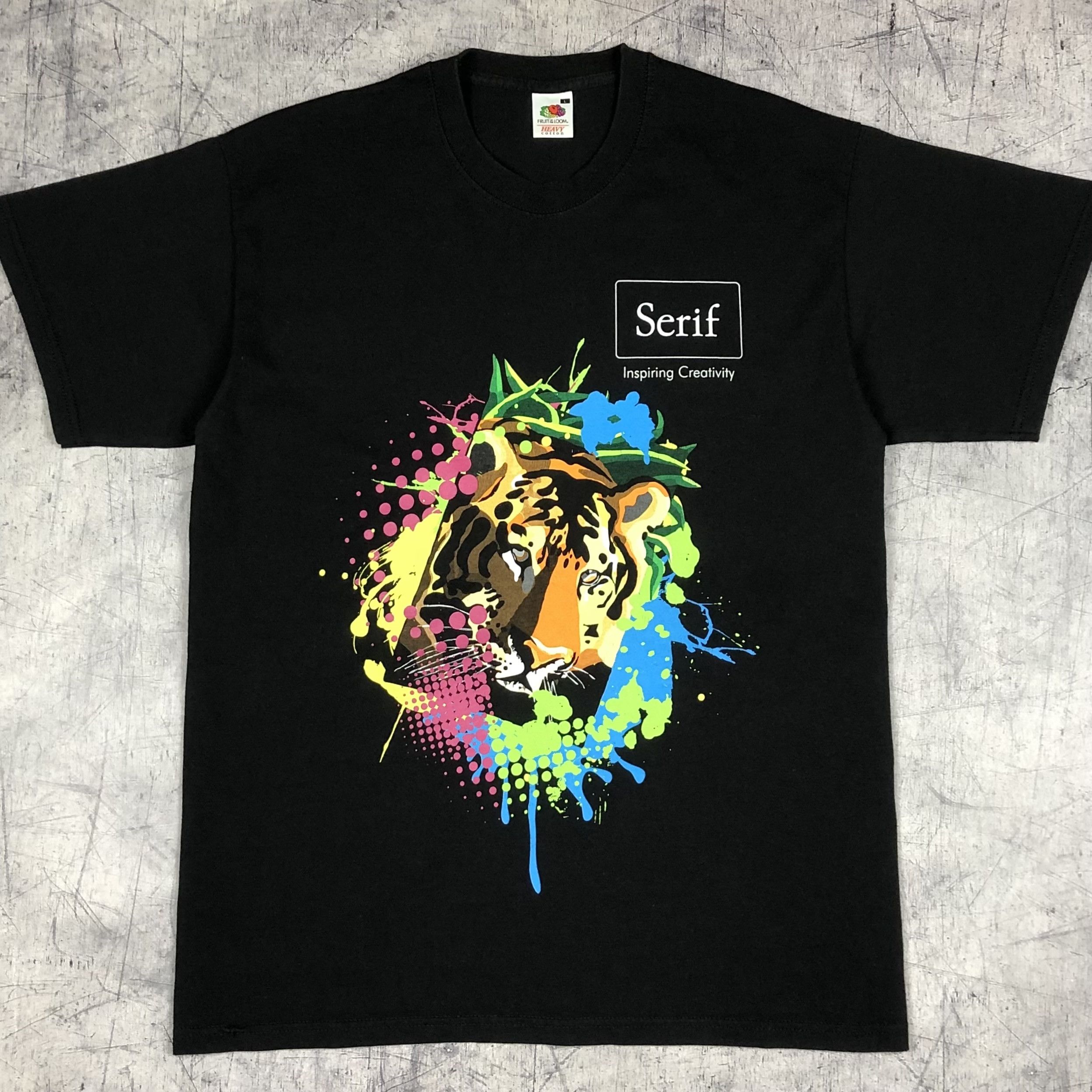 Vintage Serif Inspiring Creativity Graphic Art Lion Tee Y2k Hoodie, Sweatshirt | PodTeesHub.com