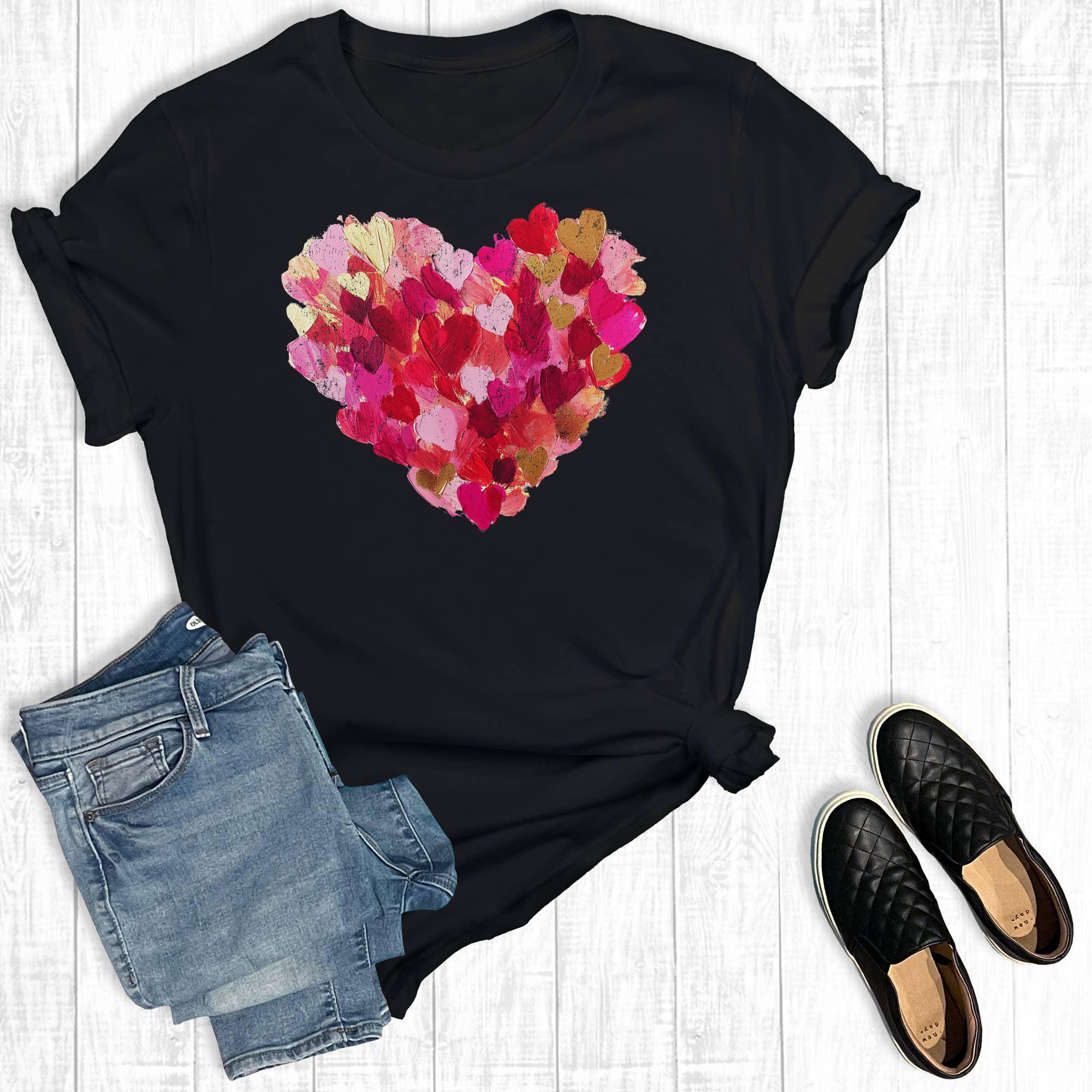 Valentine's Day Brushstroke Heart Graphic Tee Hoodie, Sweatshirt | PodTeesHub.com