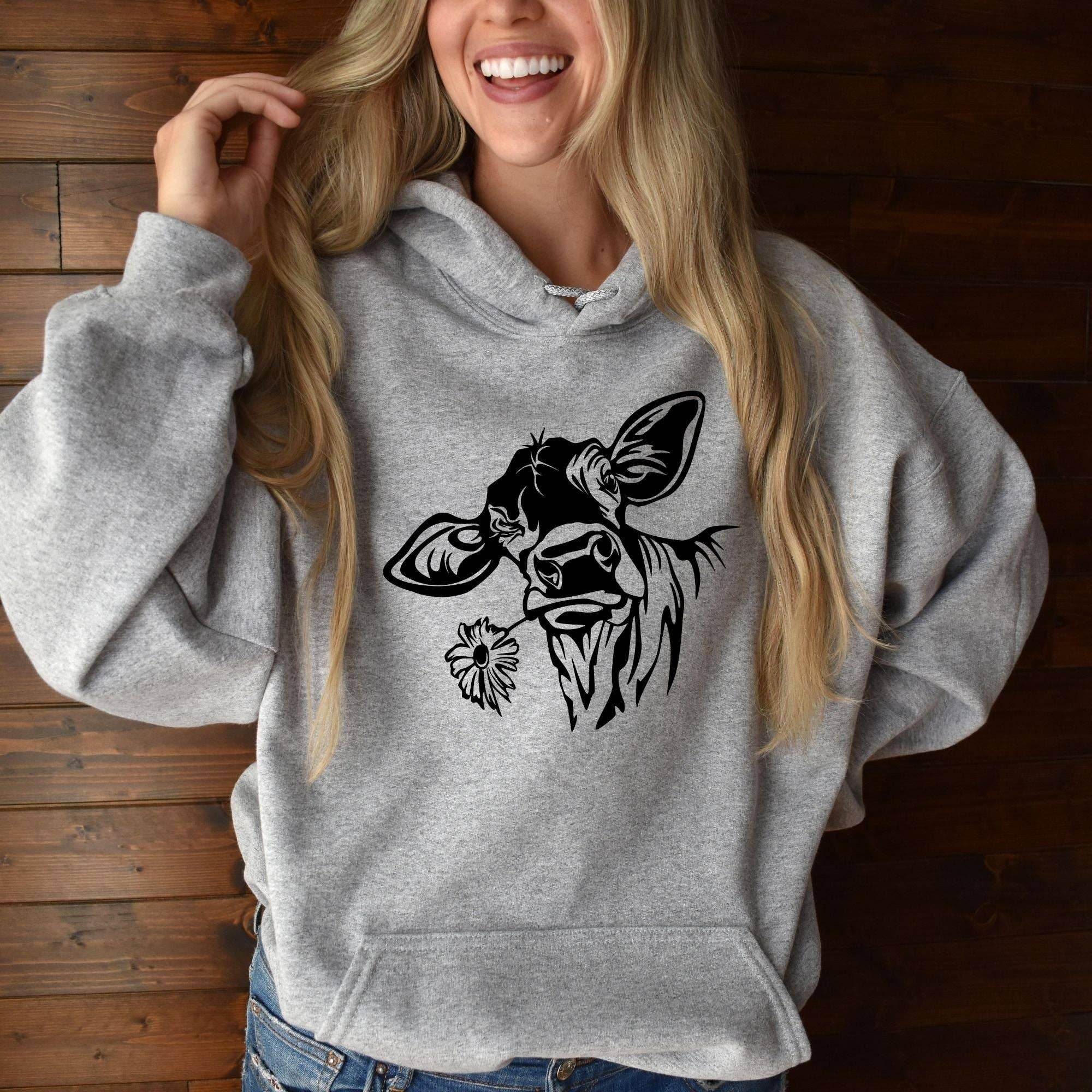 Cute Cow Gildan Crewneck Sweatshirt or Hoodie *Unisex Fit* T-Shirts | PodTeesHub.com