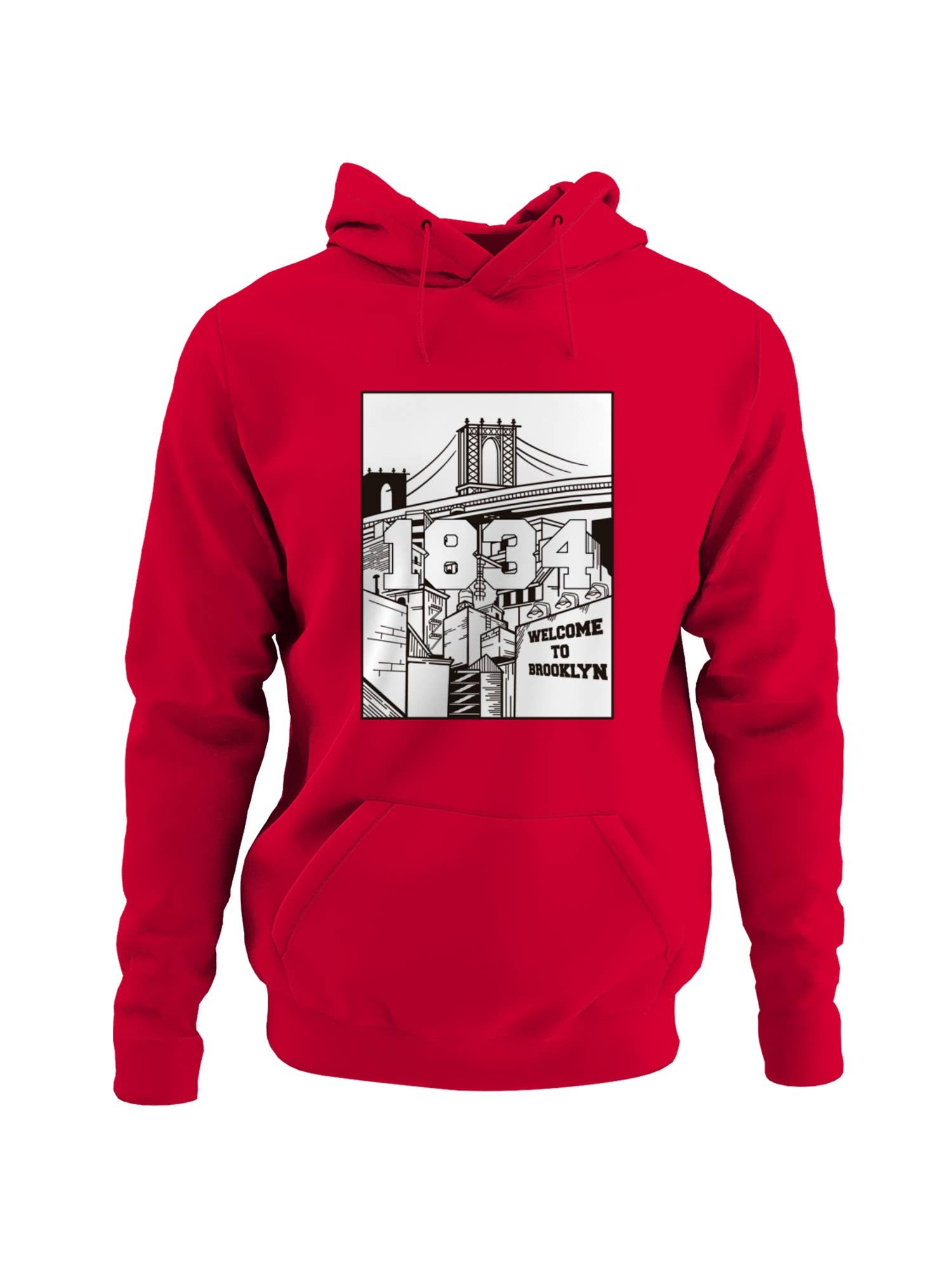 Brooklyn 1834 Wall Print Men's Hoodie T-Shirts, Sweatshirt | PodTeesHub.com