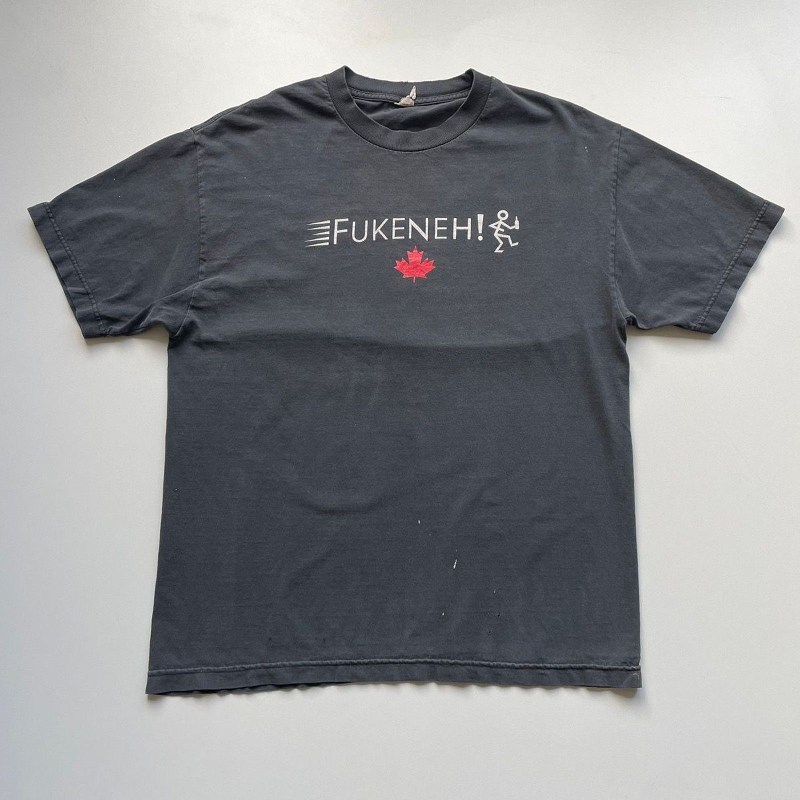 Fruit Of The Loom Vintage Y2k Fuckeneh Canada Funny T Shirt Large Faded Black Hoodie, Sweatshirt | PodTeesHub.com