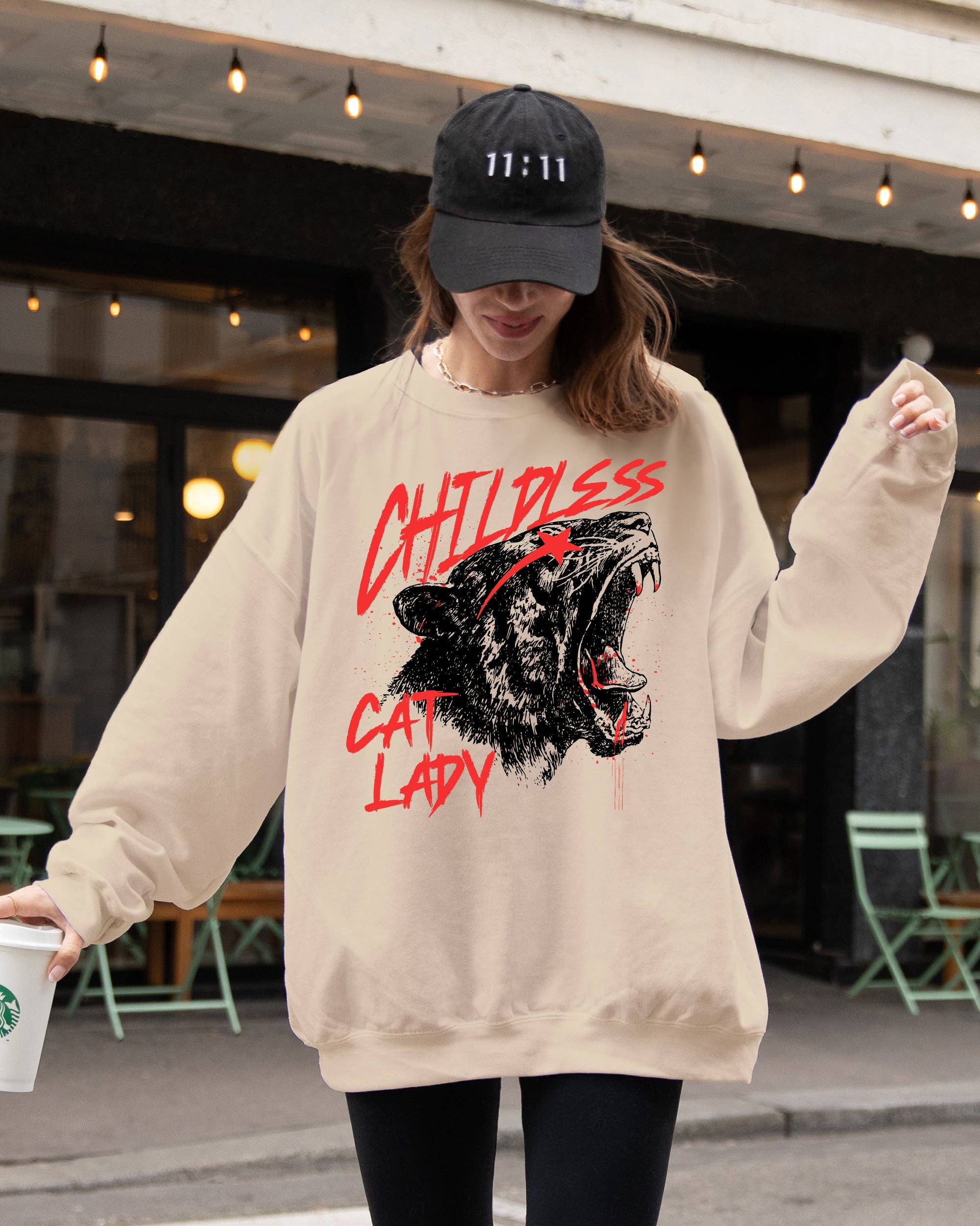 Childless Cat Lady, Roar, Tiger, Coconut Tree Sweatshirt T-Shirts, Hoodie | PodTeesHub.com