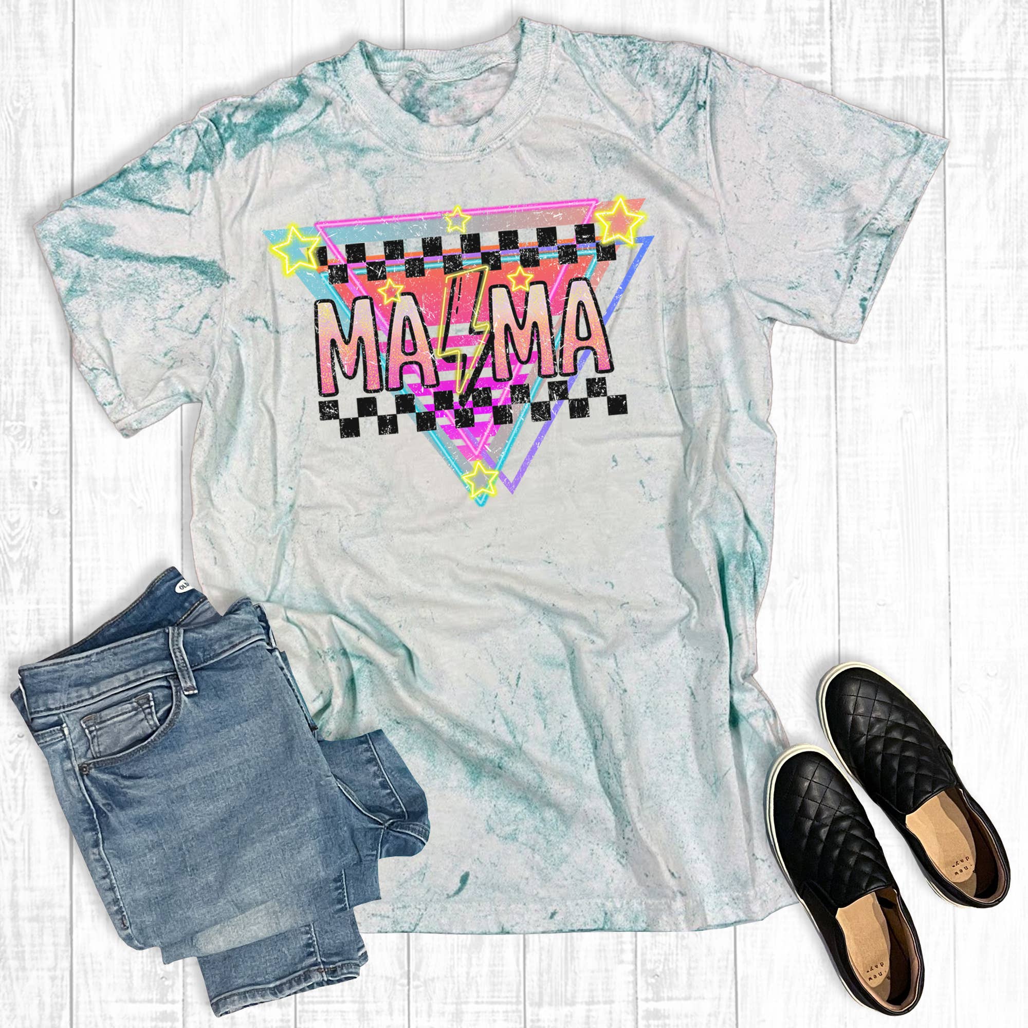 Retro Checkered Mama Mother's Day Comfort Colors Graphic Tee Hoodie, Sweatshirt | PodTeesHub.com