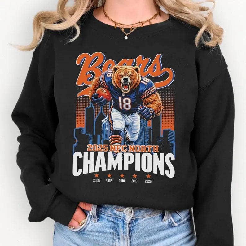 Chi-Cago Football 2025 Nfc North Division Champs Hoodie T-Shirts, Sweatshirt | PodTeesHub.com