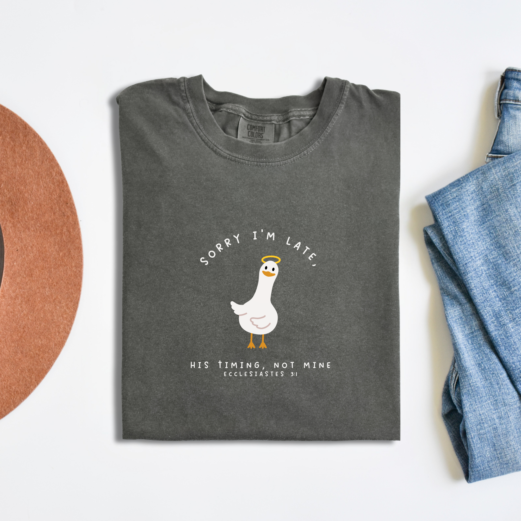 Sorry I'm Late, His Timing Not Mine Cute Graphic T-Shirt Hoodie, Sweatshirt | PodTeesHub.com