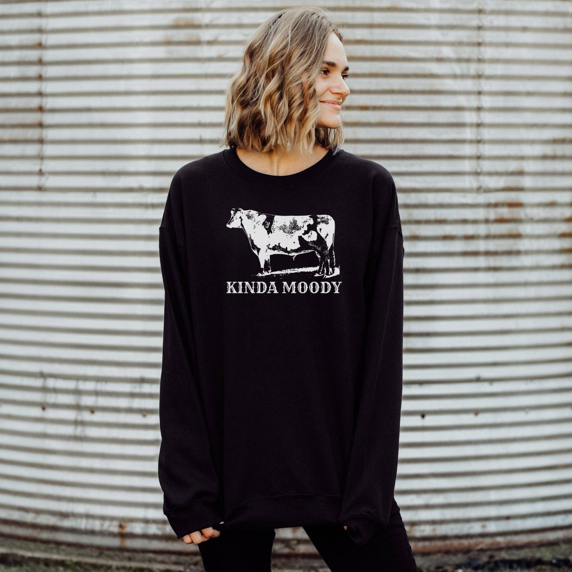 Kinda Moody Funny Cow Unisex Sweatshirt Hoodie/Crewneck T-Shirts | PodTeesHub.com