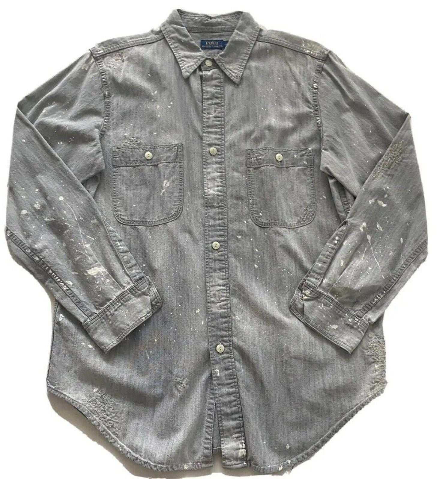 Ralph Lauren Polo Ralph Lauren Paint Splatter Distressed Shirt Large Nwot Hoodie, Sweatshirt | PodTeesHub.com
