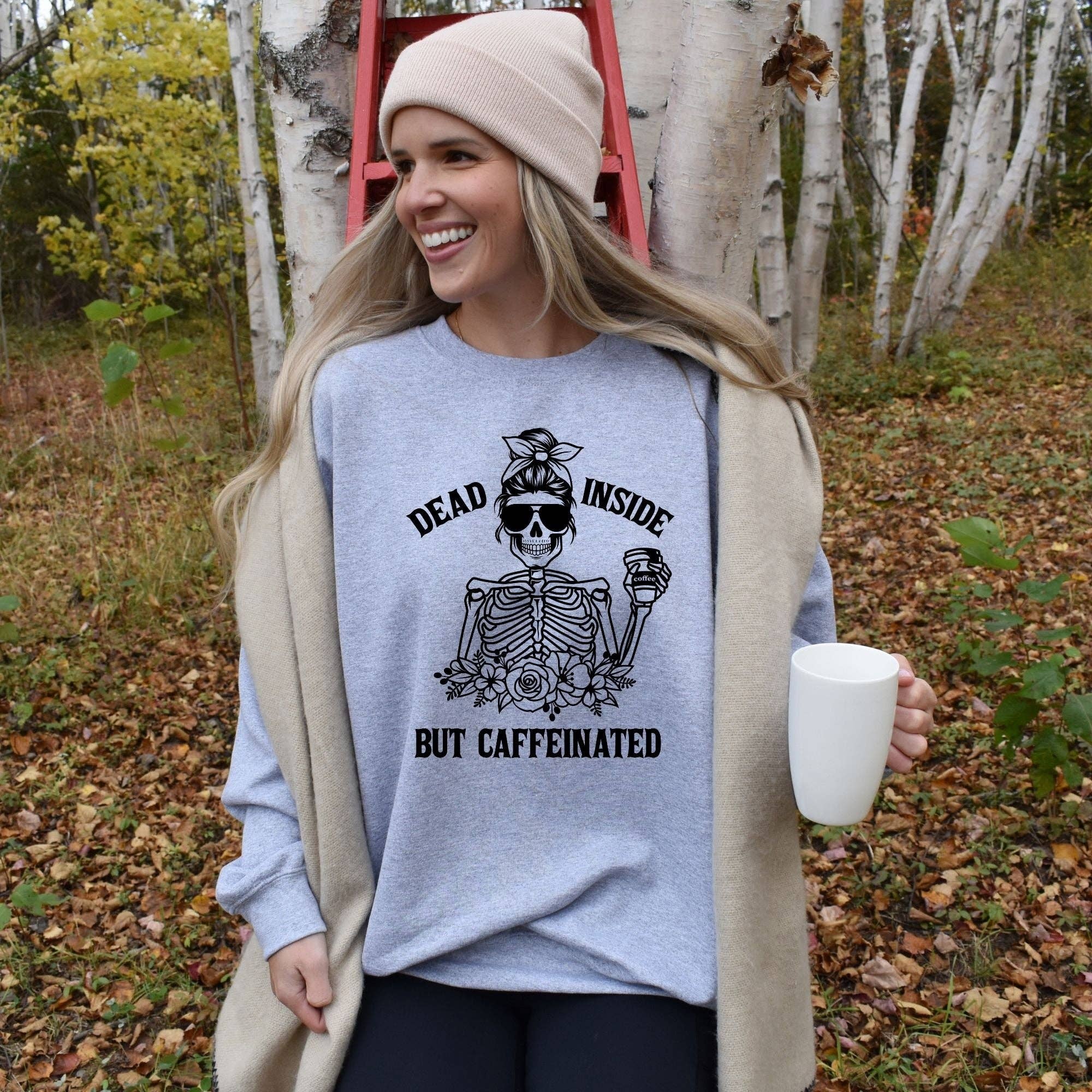 Skeleton Coffee Addict Unisex Sweatshirt Hoodie/Crewneck T-Shirts | PodTeesHub.com