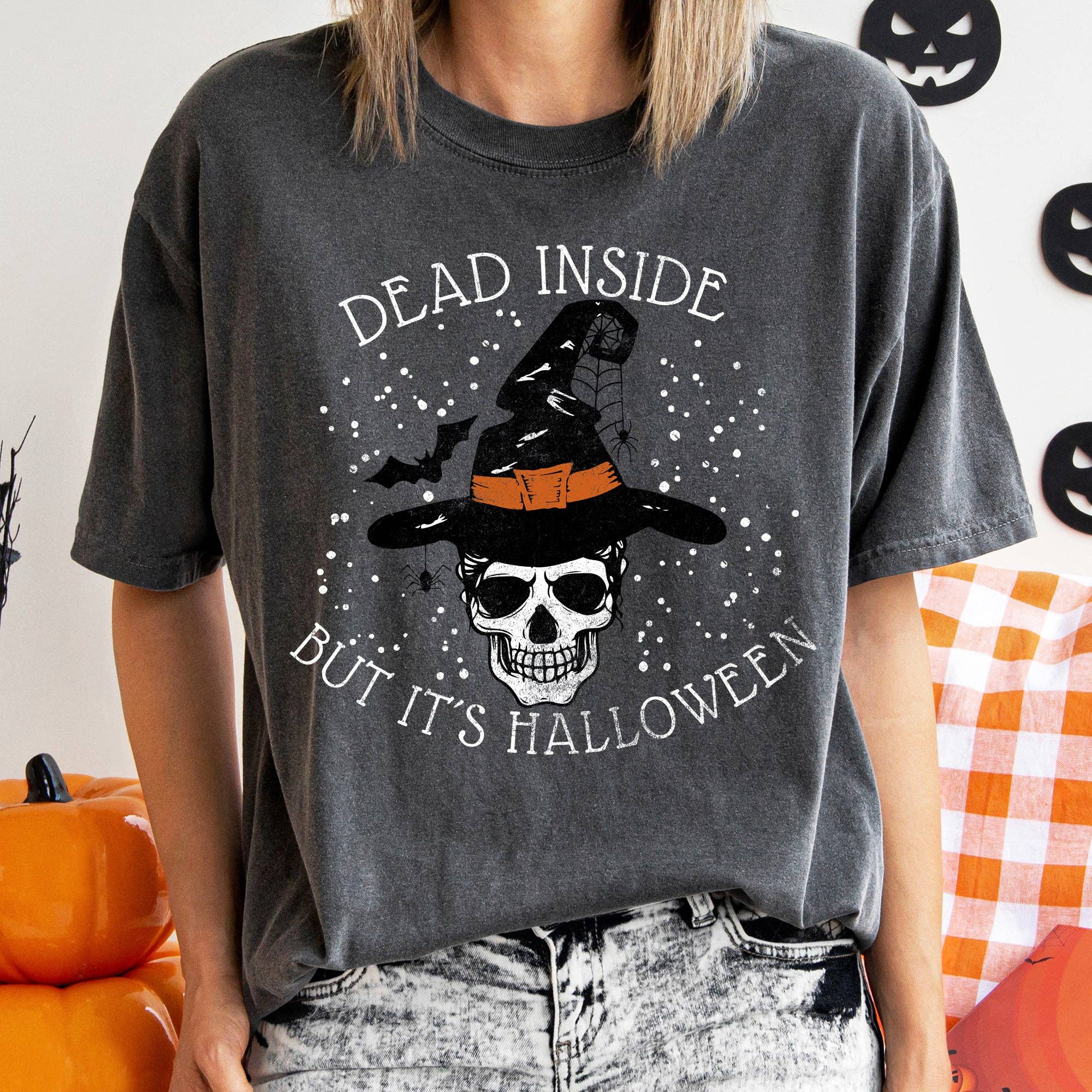 Dead Inside Skull Retro Halloween T-Shirt Hoodie, Sweatshirt | PodTeesHub.com