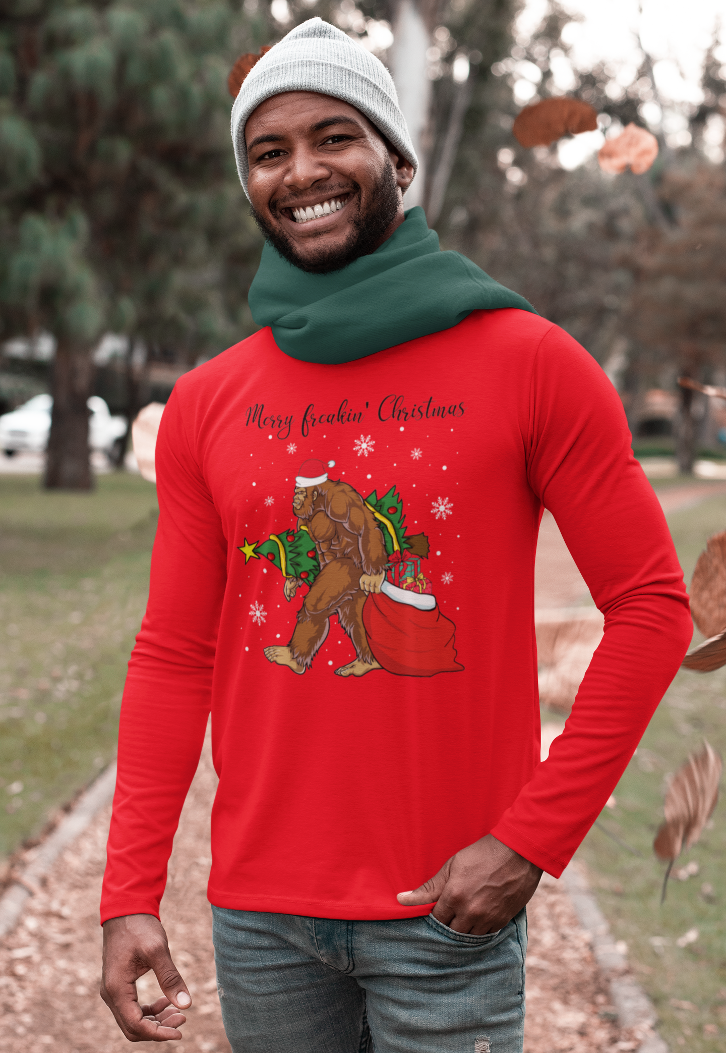 Bigfoot Merry Freakin' Christmas T-Shirt (Red) Hoodie, Sweatshirt | PodTeesHub.com