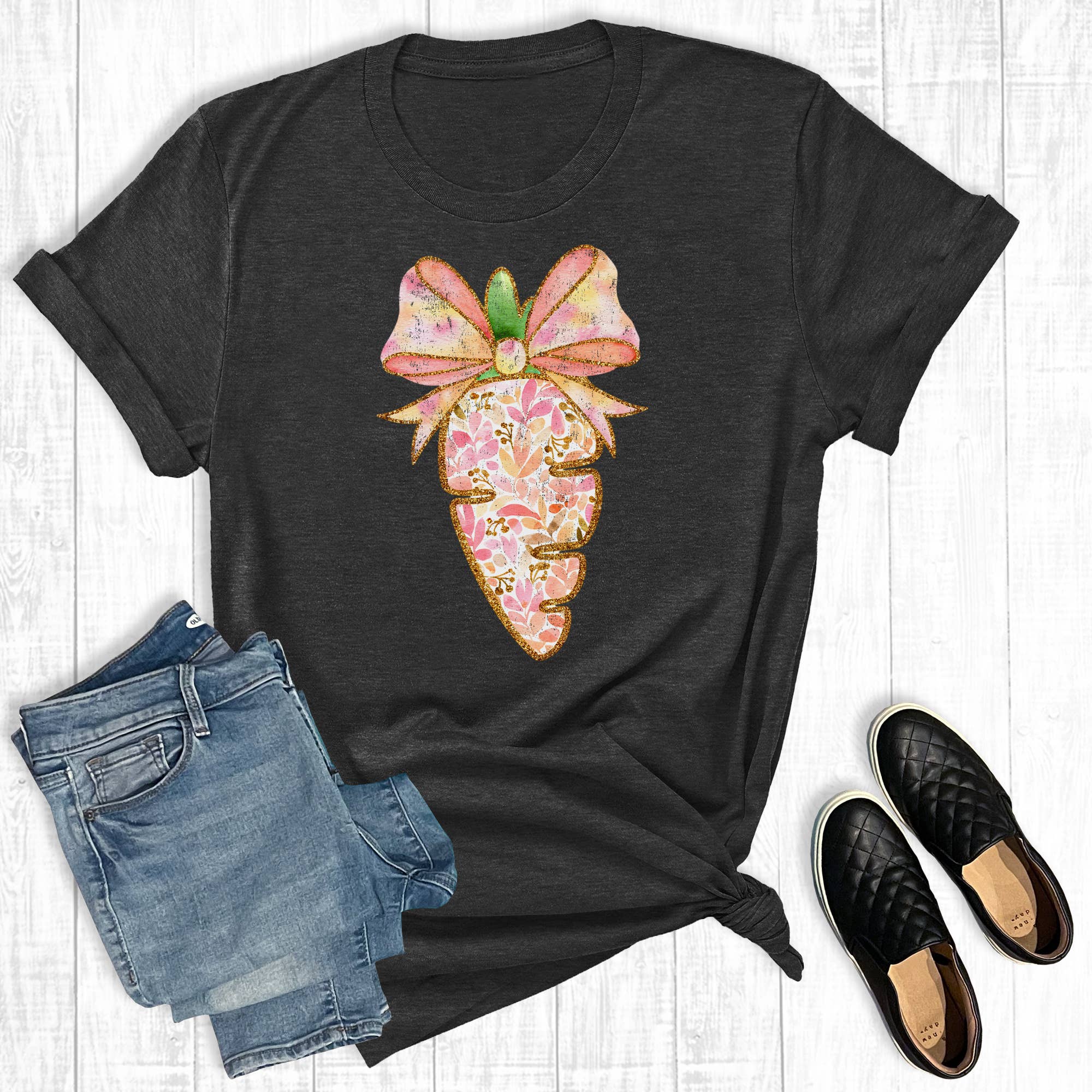 Retro Easter Coquette Carrot Graphic Tee Hoodie, Sweatshirt | PodTeesHub.com
