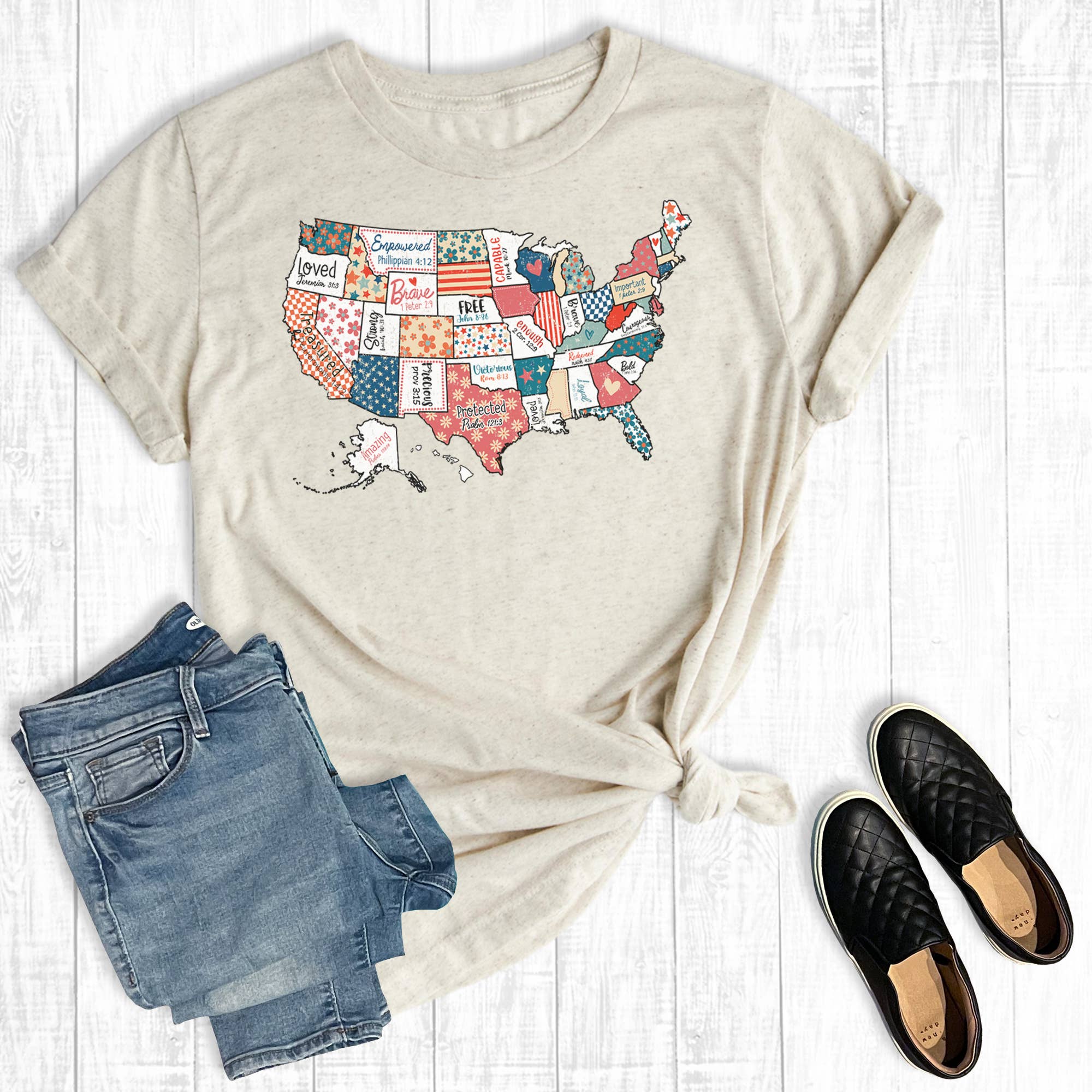 Retro Faith America USA Map Graphic Tee Hoodie, Sweatshirt | PodTeesHub.com