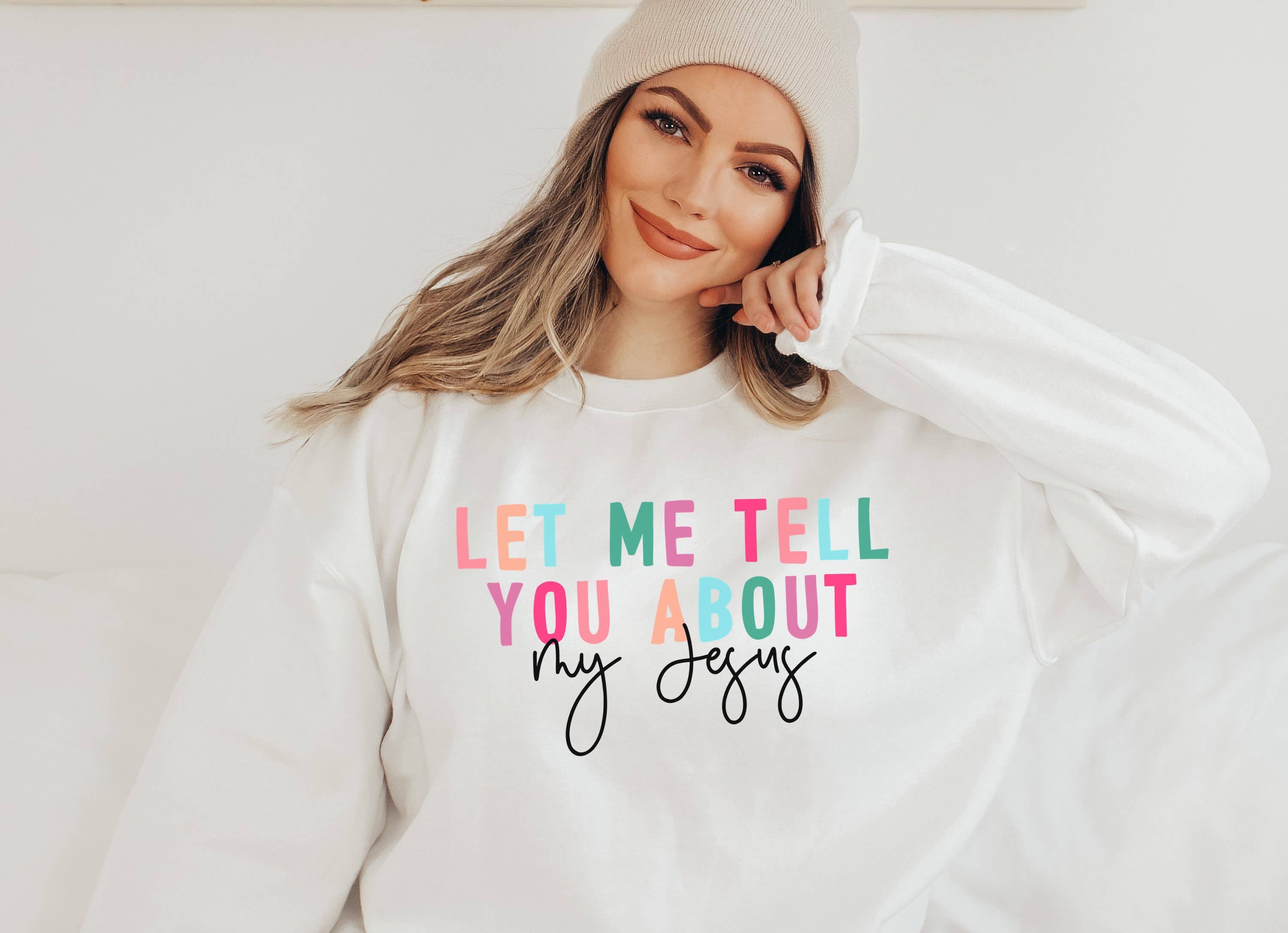 Let Me Tell You About My Jesus Color Crew Neck Sweatshirt T-Shirts, Hoodie | PodTeesHub.com