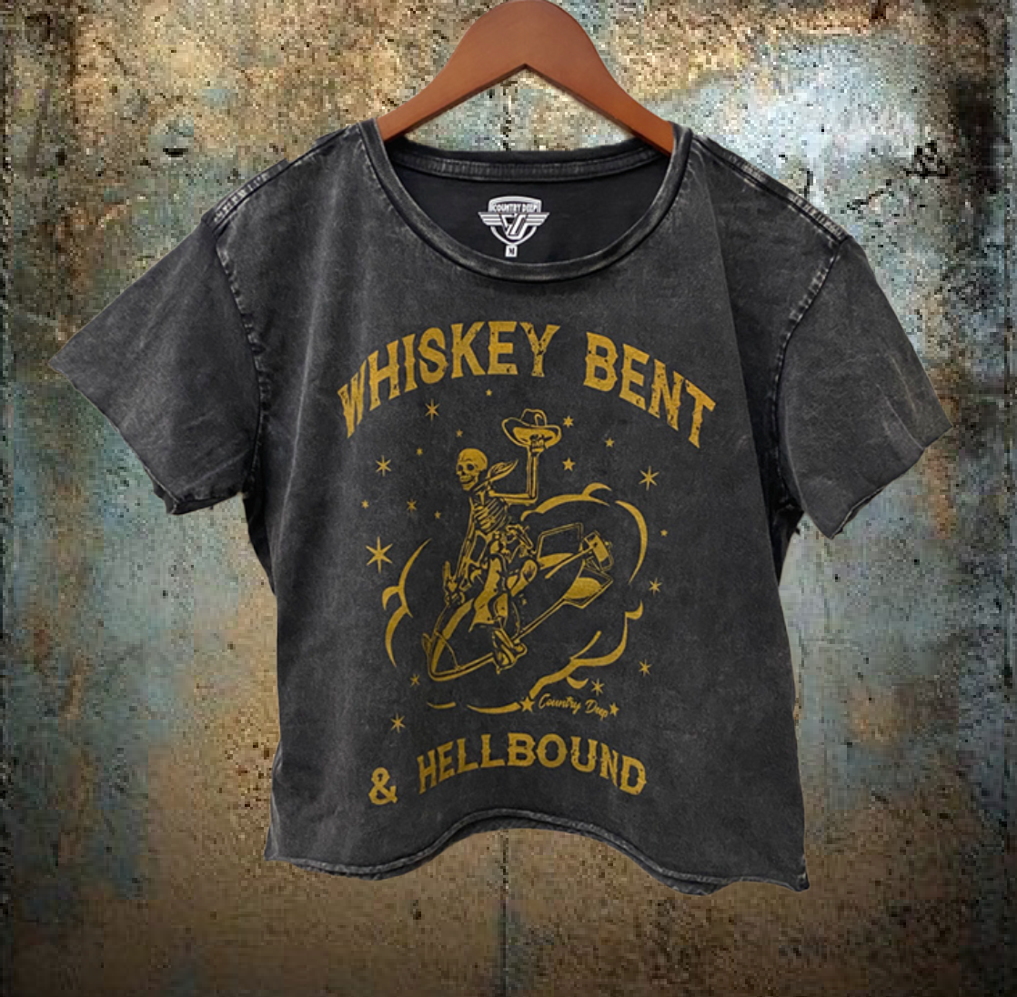 Whiskey Bent Hellbound Regular Cropped Acid Wash T-Shirt Hoodie, Sweatshirt | PodTeesHub.com