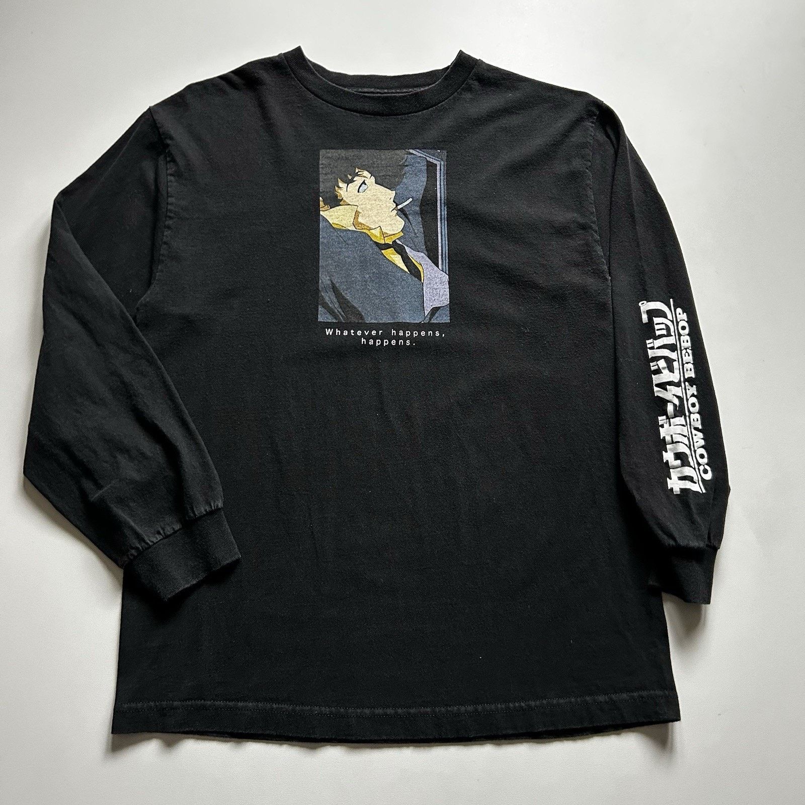 Vintage Cowboy Bebop Shirt Long Sleeve Medium Whatever Happens Anime Hoodie, Sweatshirt | PodTeesHub.com