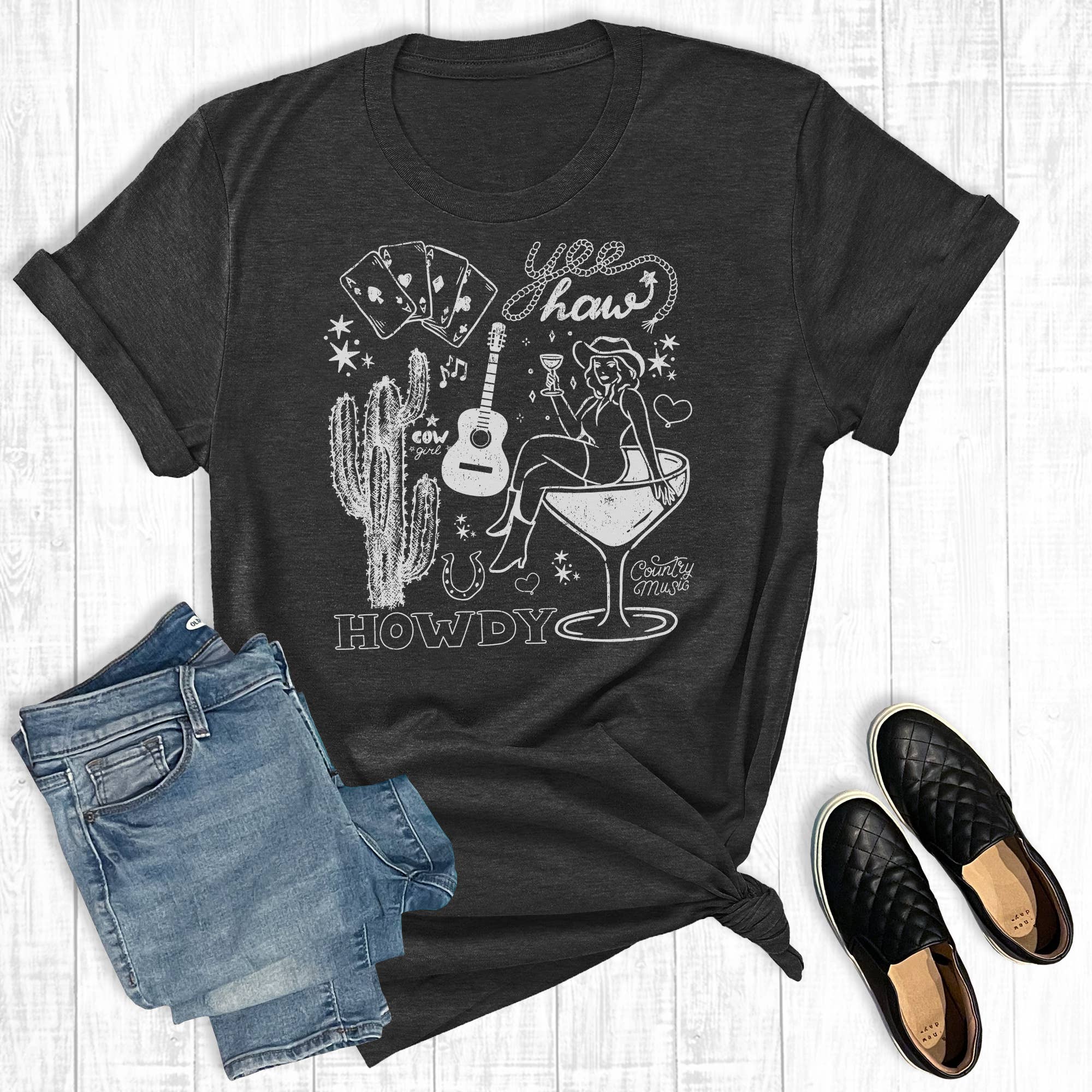 Western Cowgirl Yeehaw Howdy Graphic Tee Hoodie, Sweatshirt | PodTeesHub.com