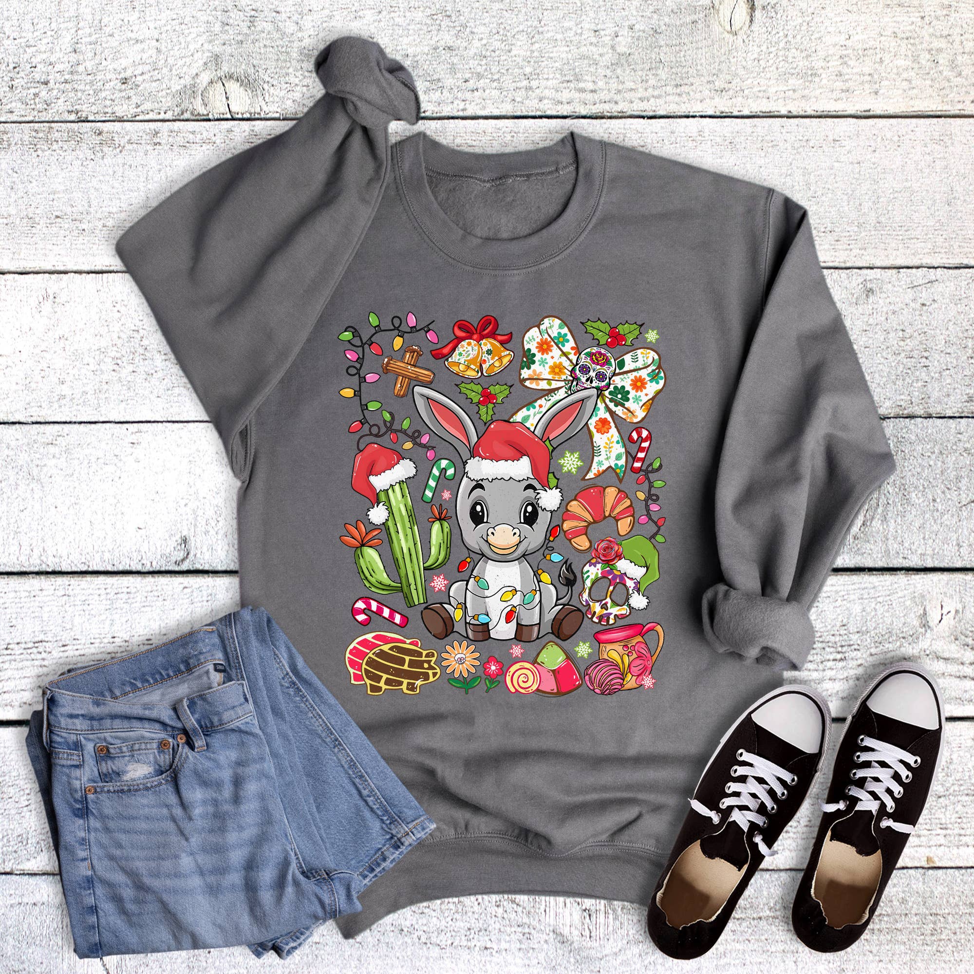 Christmas Donkey Feliz Navidad Sweatshirt T-Shirts, Hoodie | PodTeesHub.com