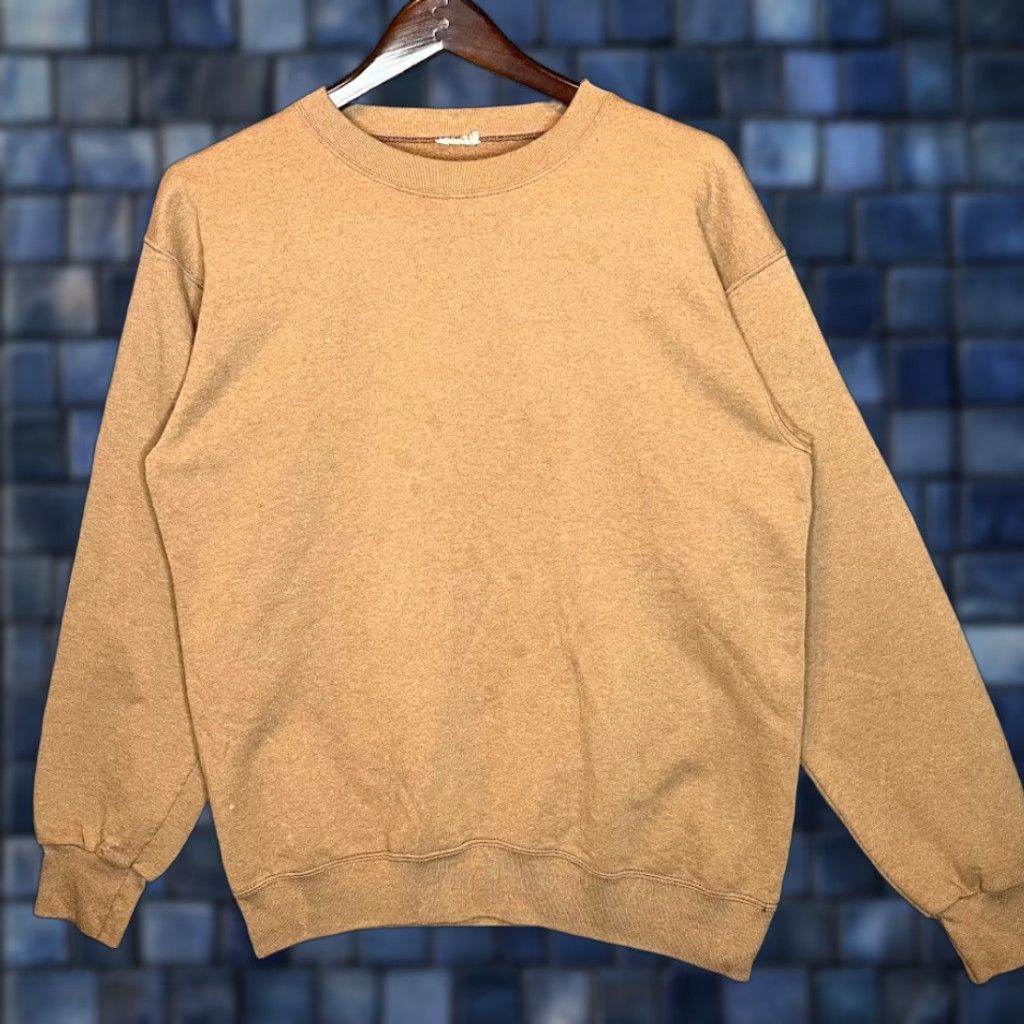 Vintage Unbranded Sweatshirt Men Pullover Brown 90s Classic Size One Size Regular Brown Pull T-Shirts, Hoodie