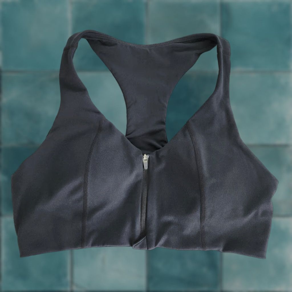 Vintage Zella Sports Bra Size M Black Studio Lite Run In Zip Front Racerback Workout Gym Womens T-Shirts, Hoodie, Sweatshirt