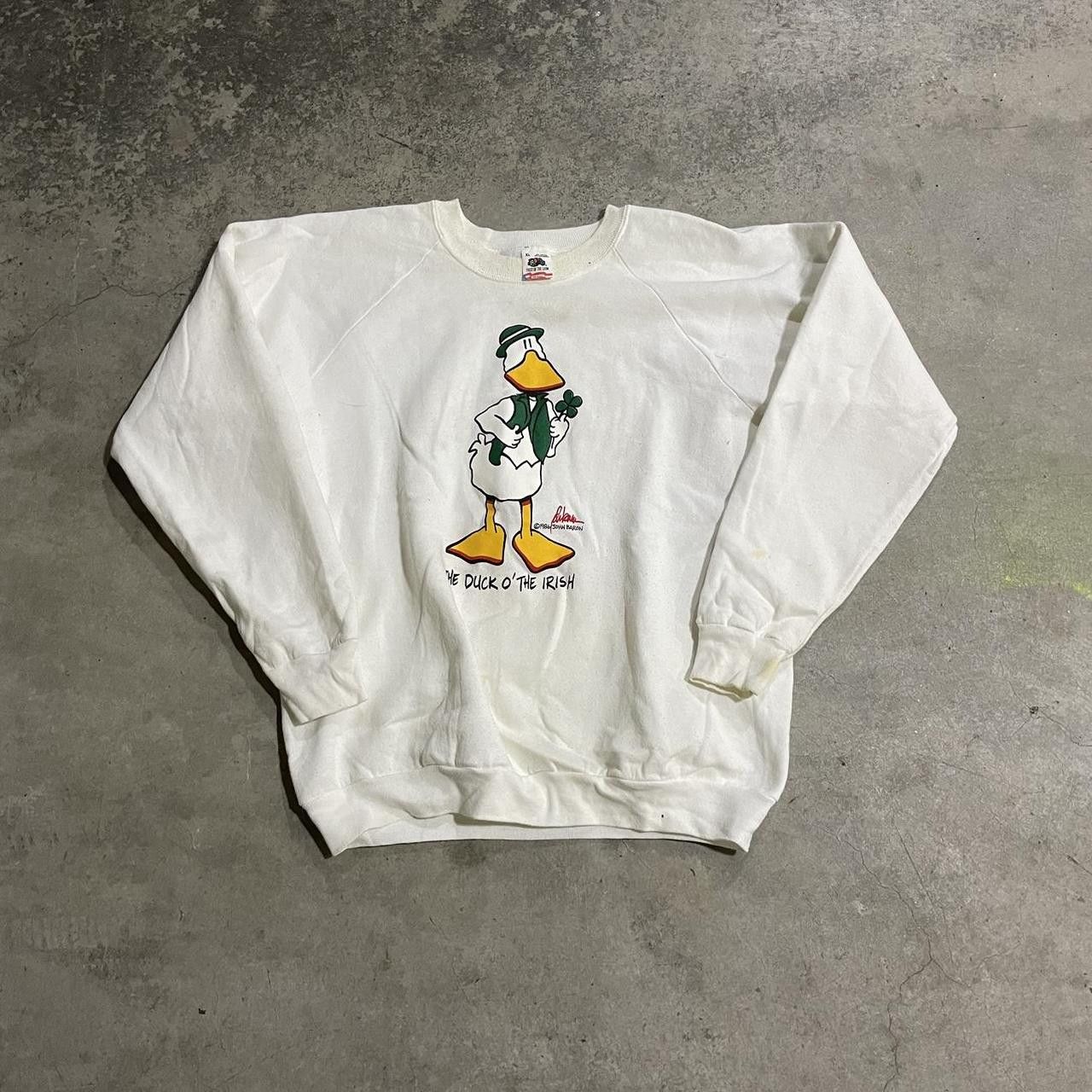 Vintage 80s Duck O Irish Graphic Sweatshirt Size Xl T-Shirts, Hoodie | PodTeesHub.com