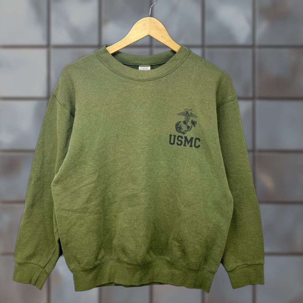 Vintage Usmc Sweatshirt Men M Olive Green Usa Pullover T-Shirts, Hoodie | PodTeesHub.com