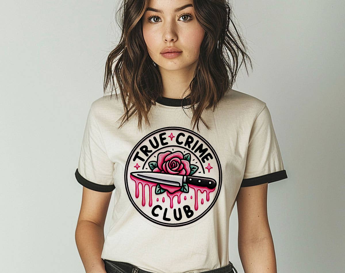 True Crime Club Rose - Cute True Crime Podcast Ringer Shirt Hoodie, Sweatshirt | PodTeesHub.com