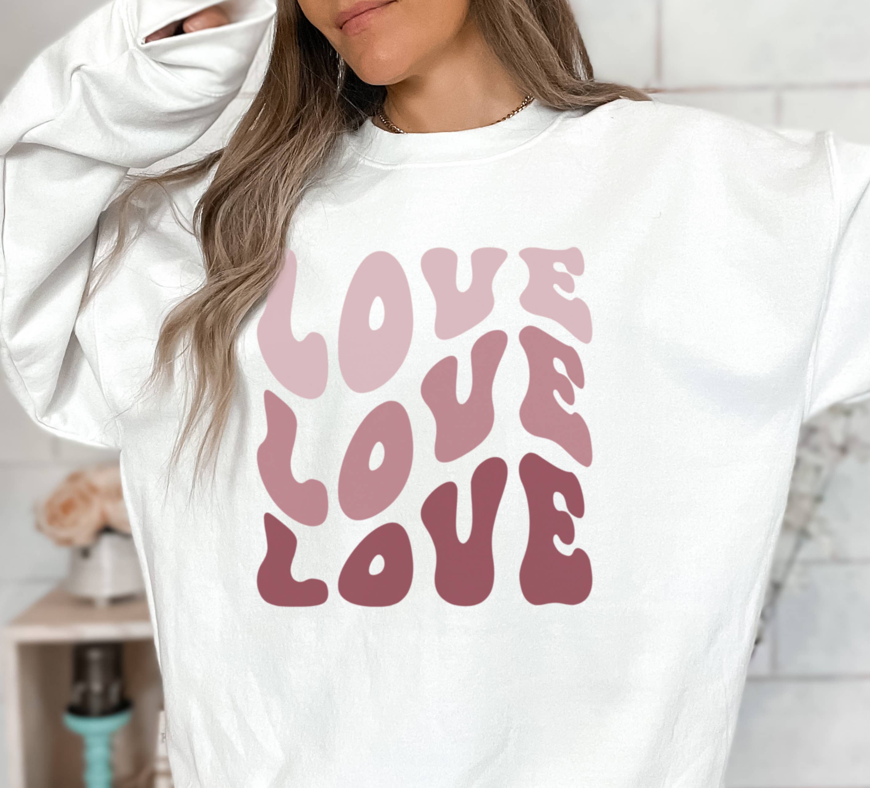Love Love Love Crewneck Sweatshirt | Valentine's Day | Sizes T-Shirts, Hoodie | PodTeesHub.com