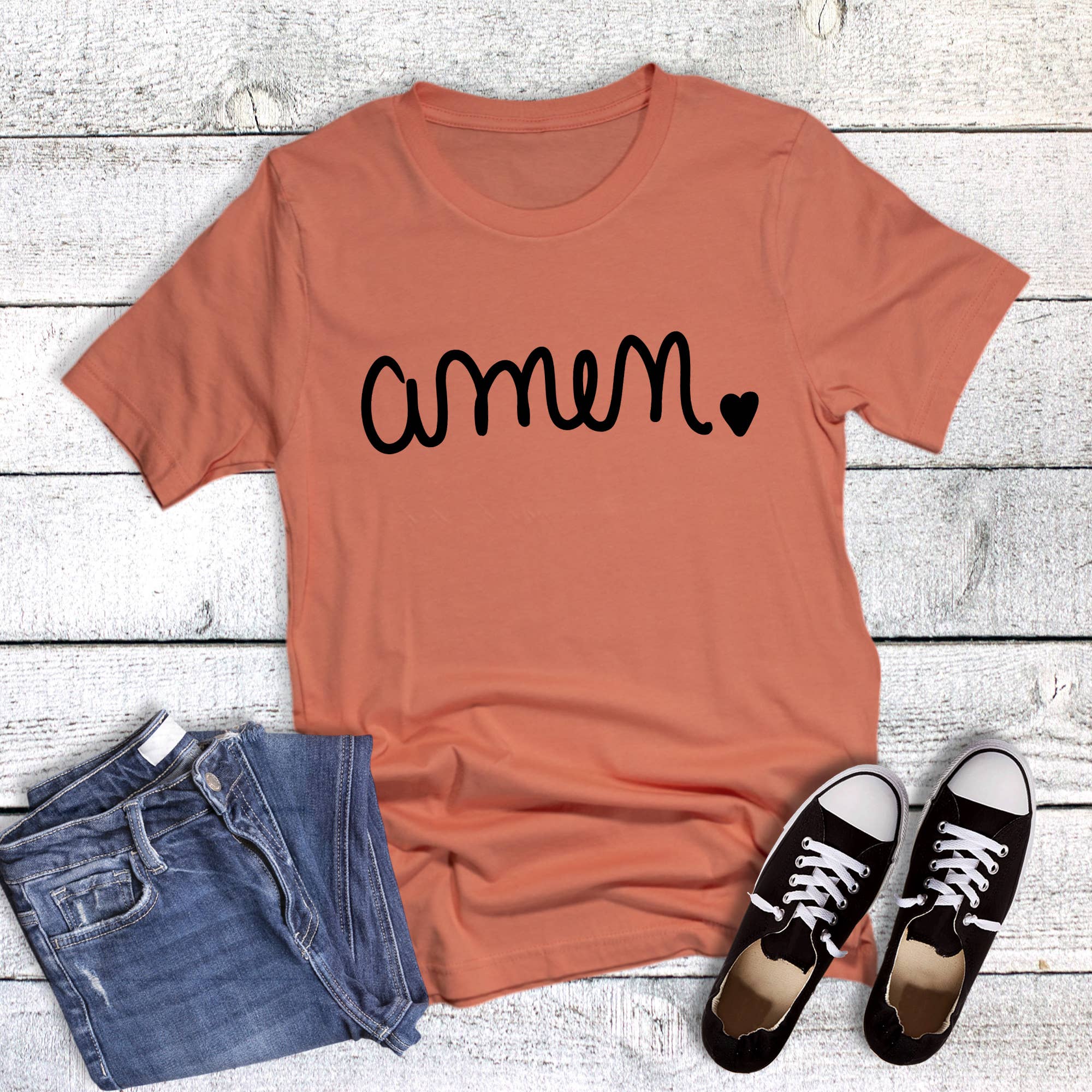 Faith Script Amen Graphic Tee Hoodie, Sweatshirt | PodTeesHub.com