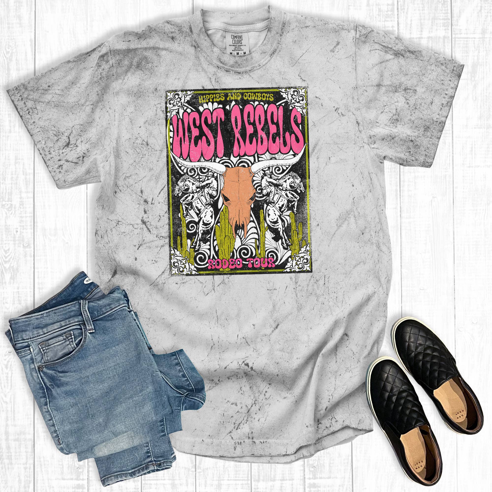 Western Rodeo Tour Comfort Colors Graphic Tee Hoodie, Sweatshirt | PodTeesHub.com