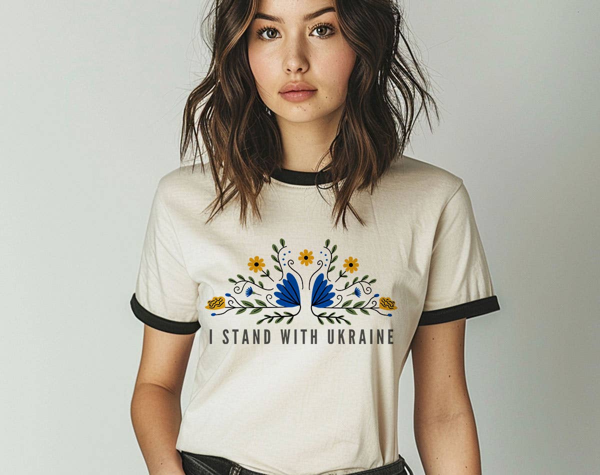 I Stand with Ukraine - Anti-Trump Ringer T-Shirt Hoodie, Sweatshirt | PodTeesHub.com