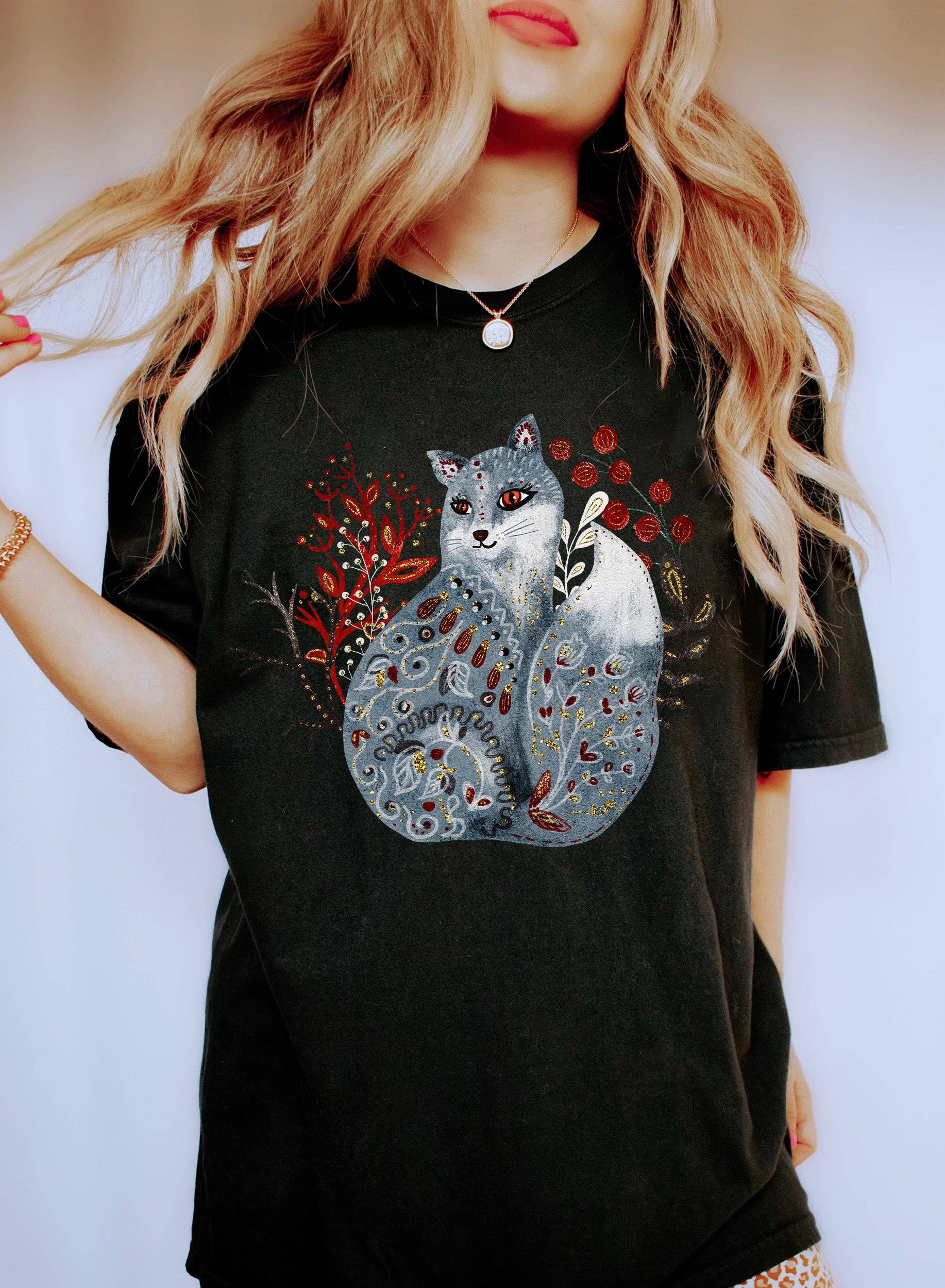 Scandinavian Fox Folk Animal T-Shirt Hoodie, Sweatshirt | PodTeesHub.com