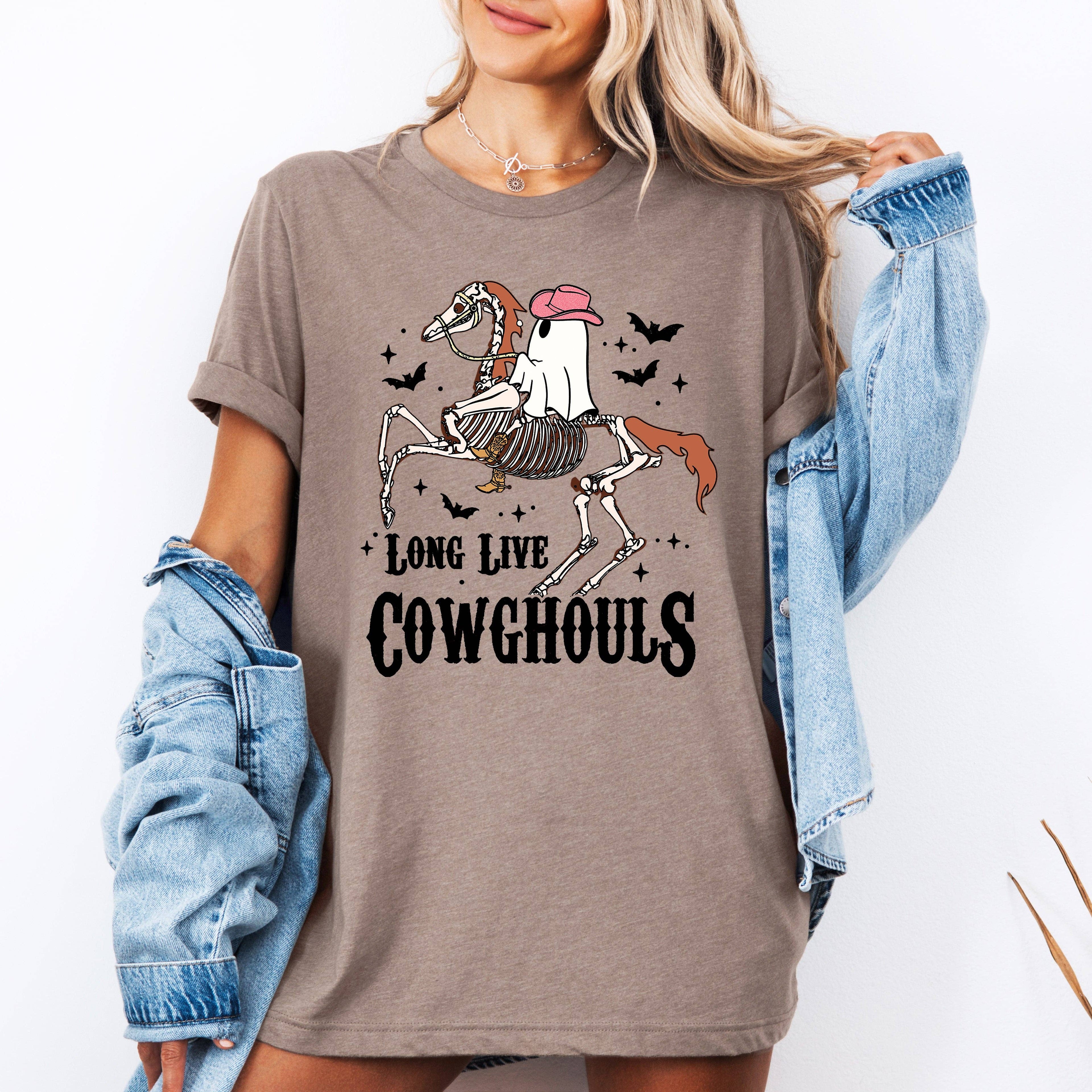 Long Live Cowghouls, Skeleton, Ghost, Horse Halloween Tshirt Hoodie, Sweatshirt | PodTeesHub.com