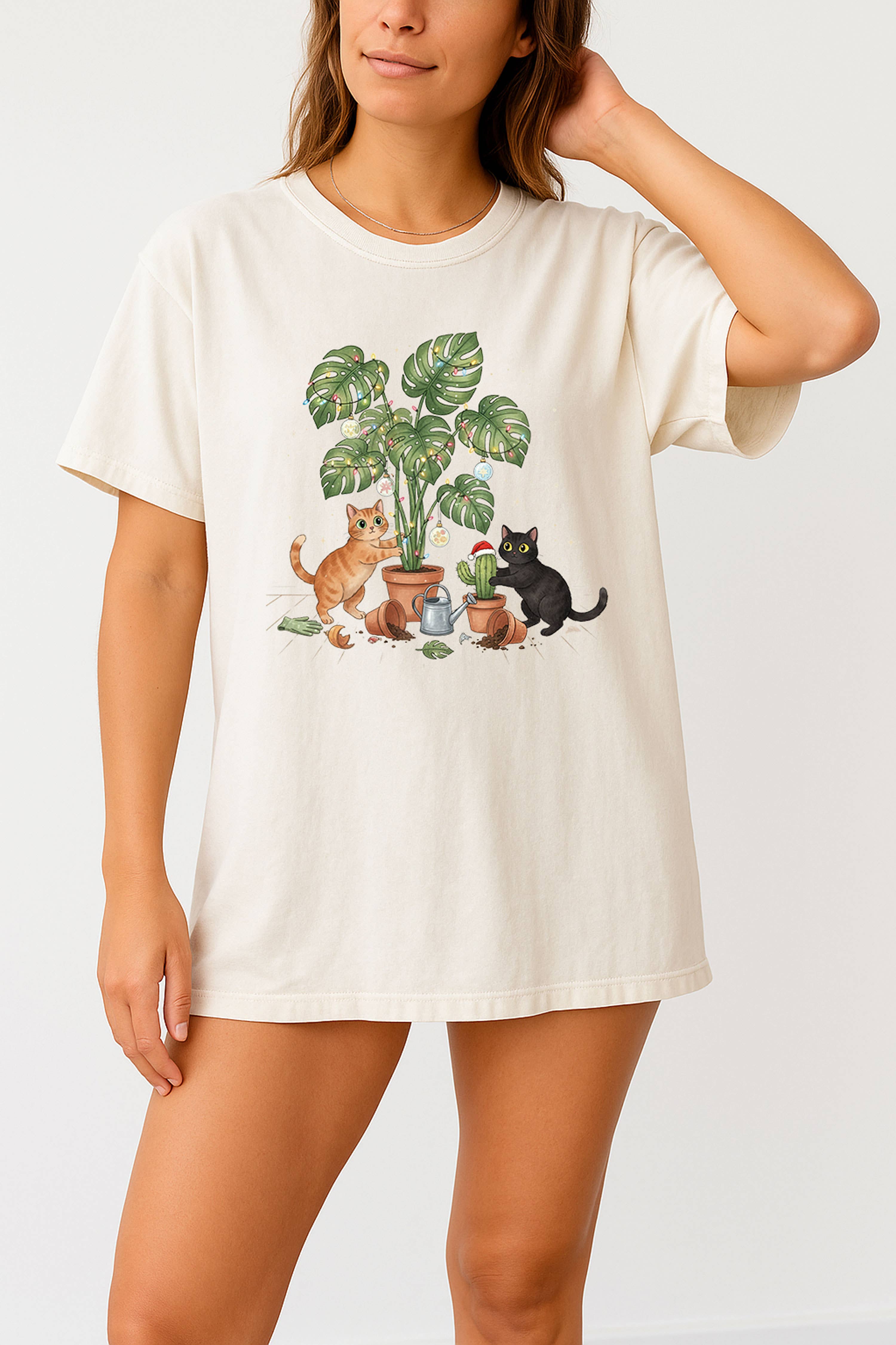 O Christmas Plant Shirt Funny Cat Christmas T-Shirt Hoodie, Sweatshirt | PodTeesHub.com