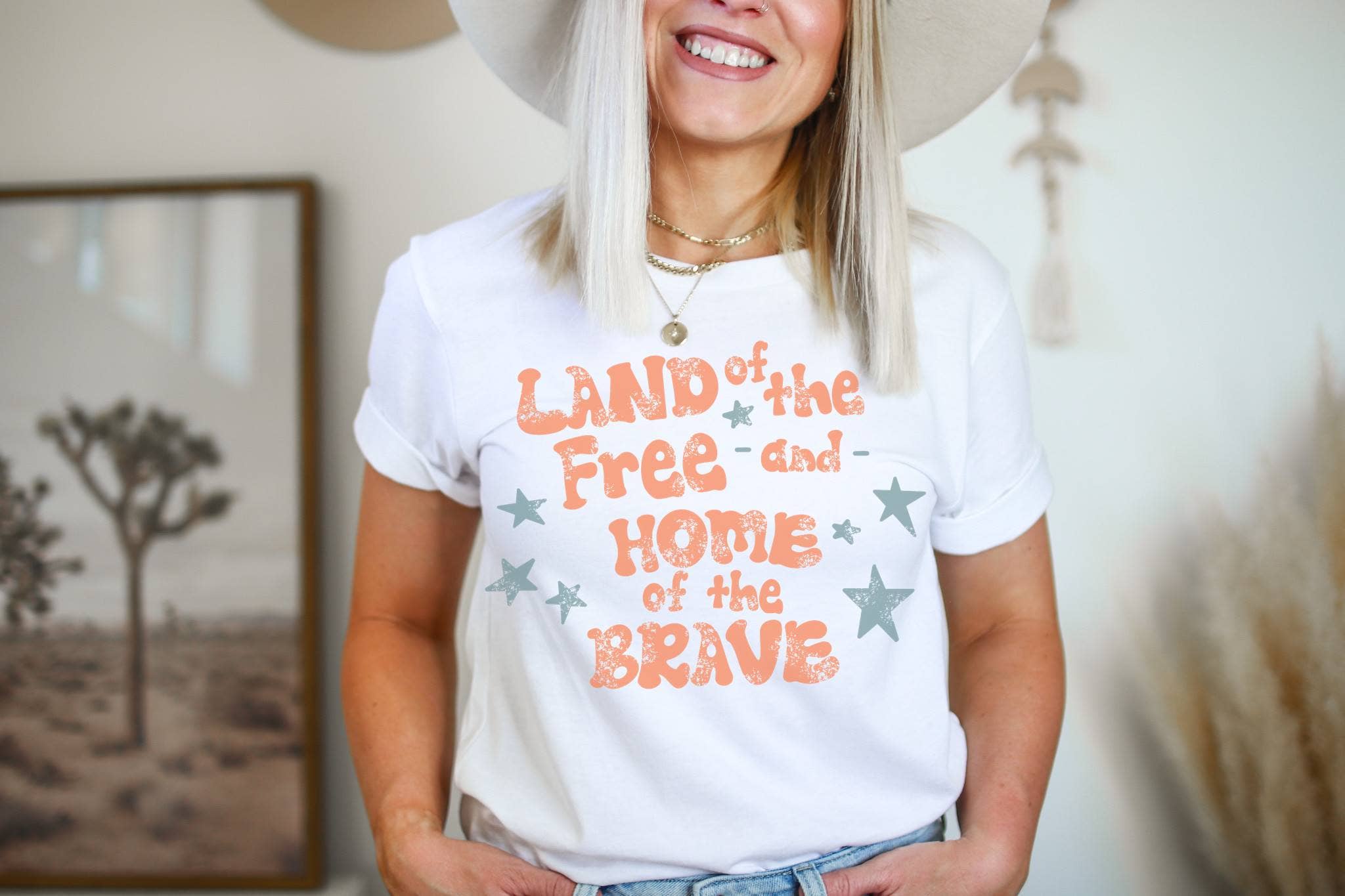Retro Land of the Free | 4th of July Patriotic Graphic Shirt Hoodie, Sweatshirt | PodTeesHub.com