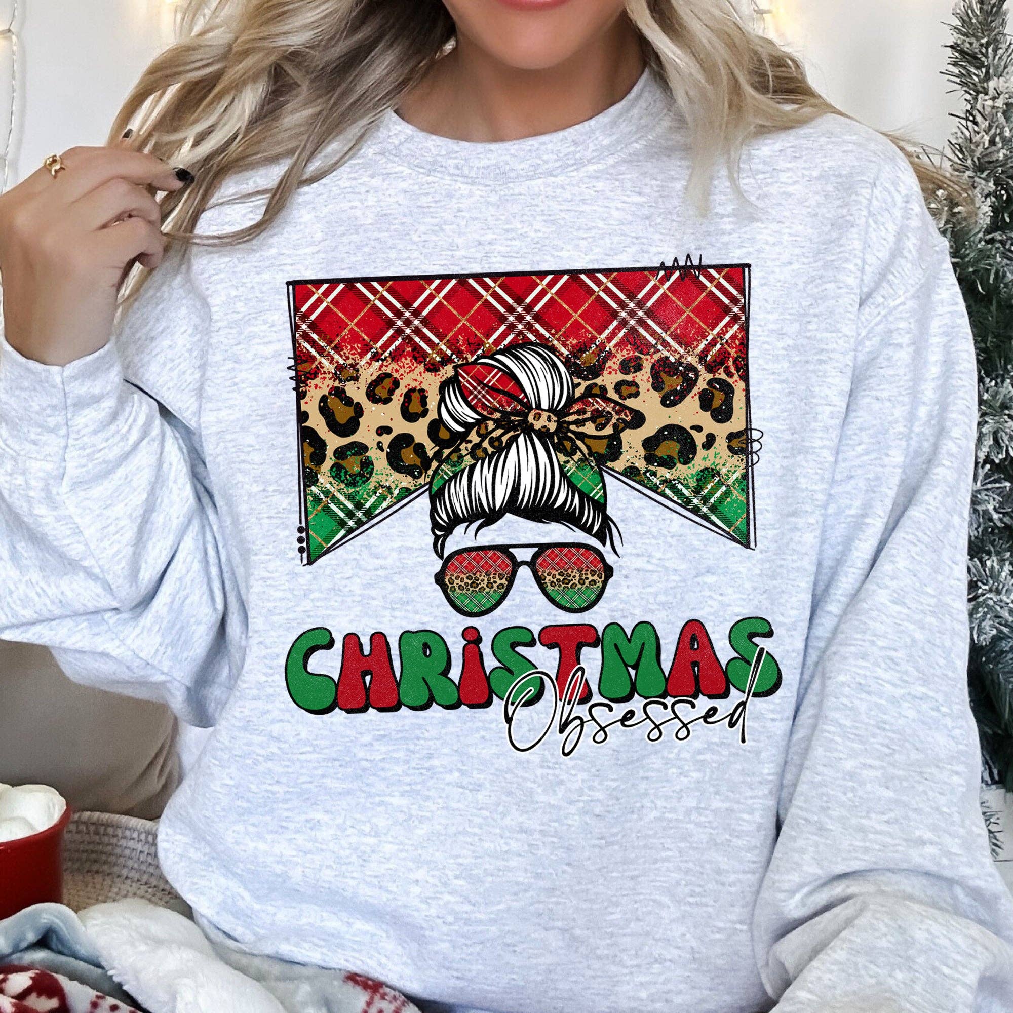Christmas Obsessed Leopard Print Sweatshirt T-Shirts, Hoodie | PodTeesHub.com