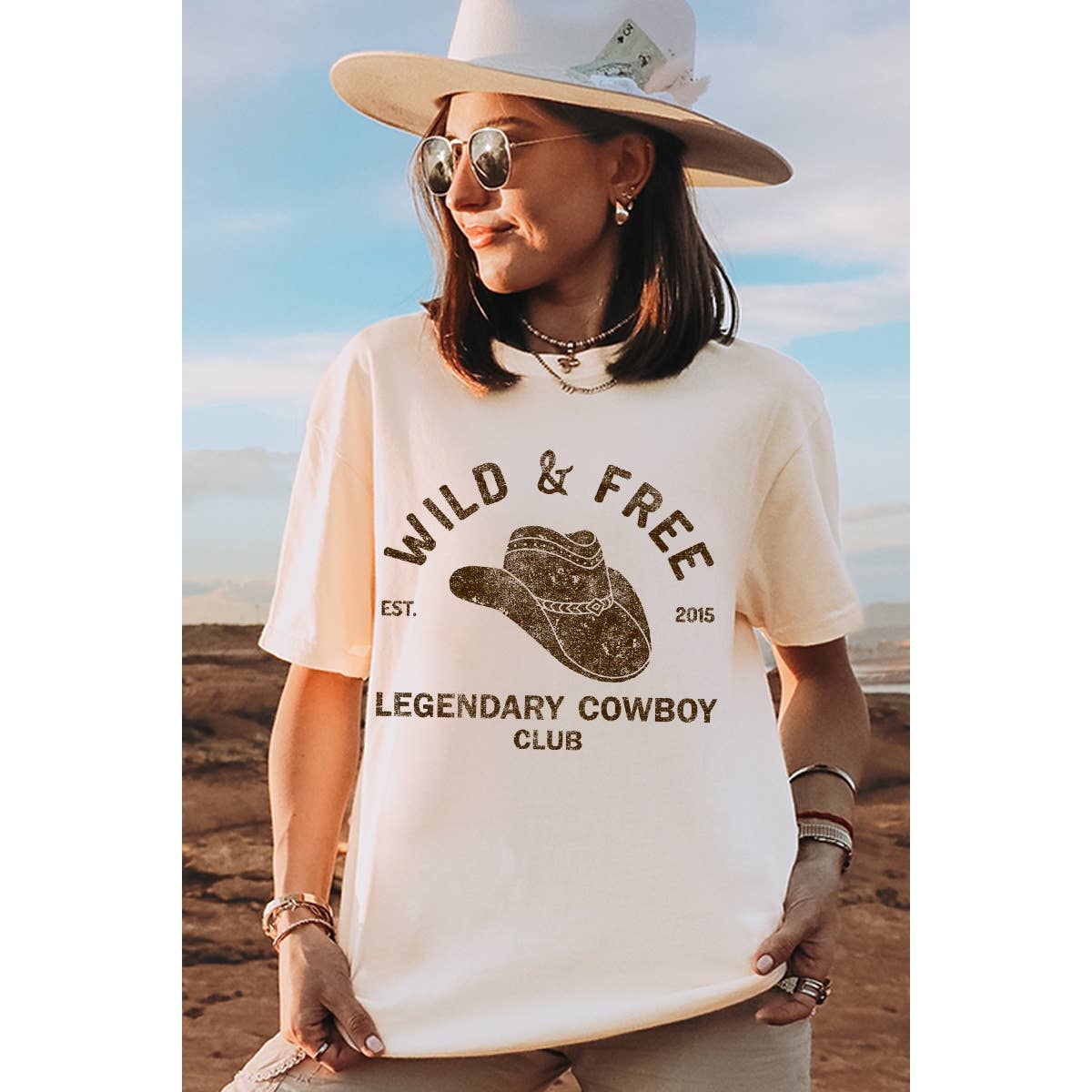 Wild and Free Cowboy  Graphic Oversized Tee Hoodie, Sweatshirt | PodTeesHub.com